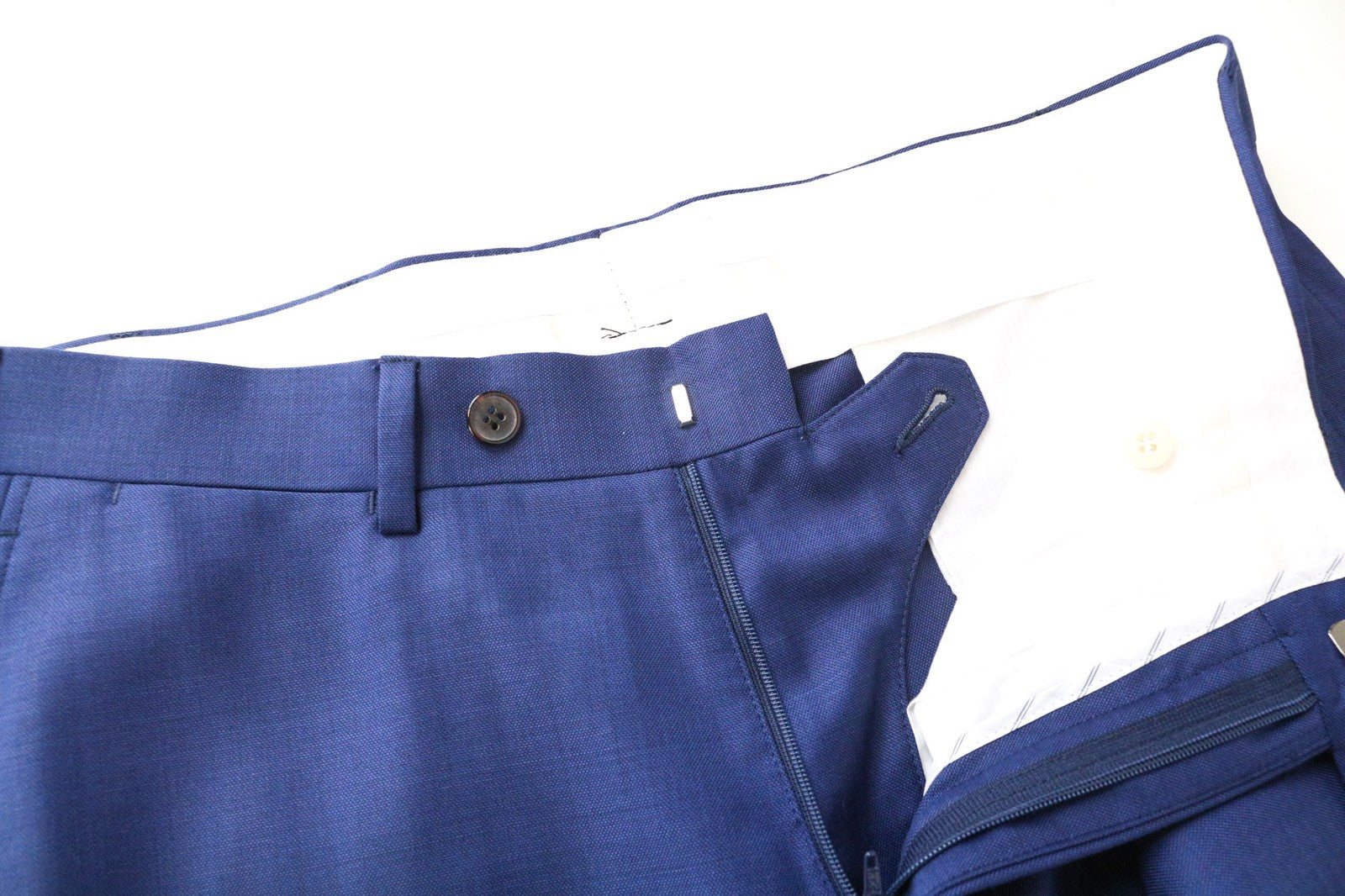 SUITSUPPLY Brescia vyriškos kelnės, UK36R, mėlynos vilnonės, klostytos, pamušalu, pritaikytos oficialioms... 