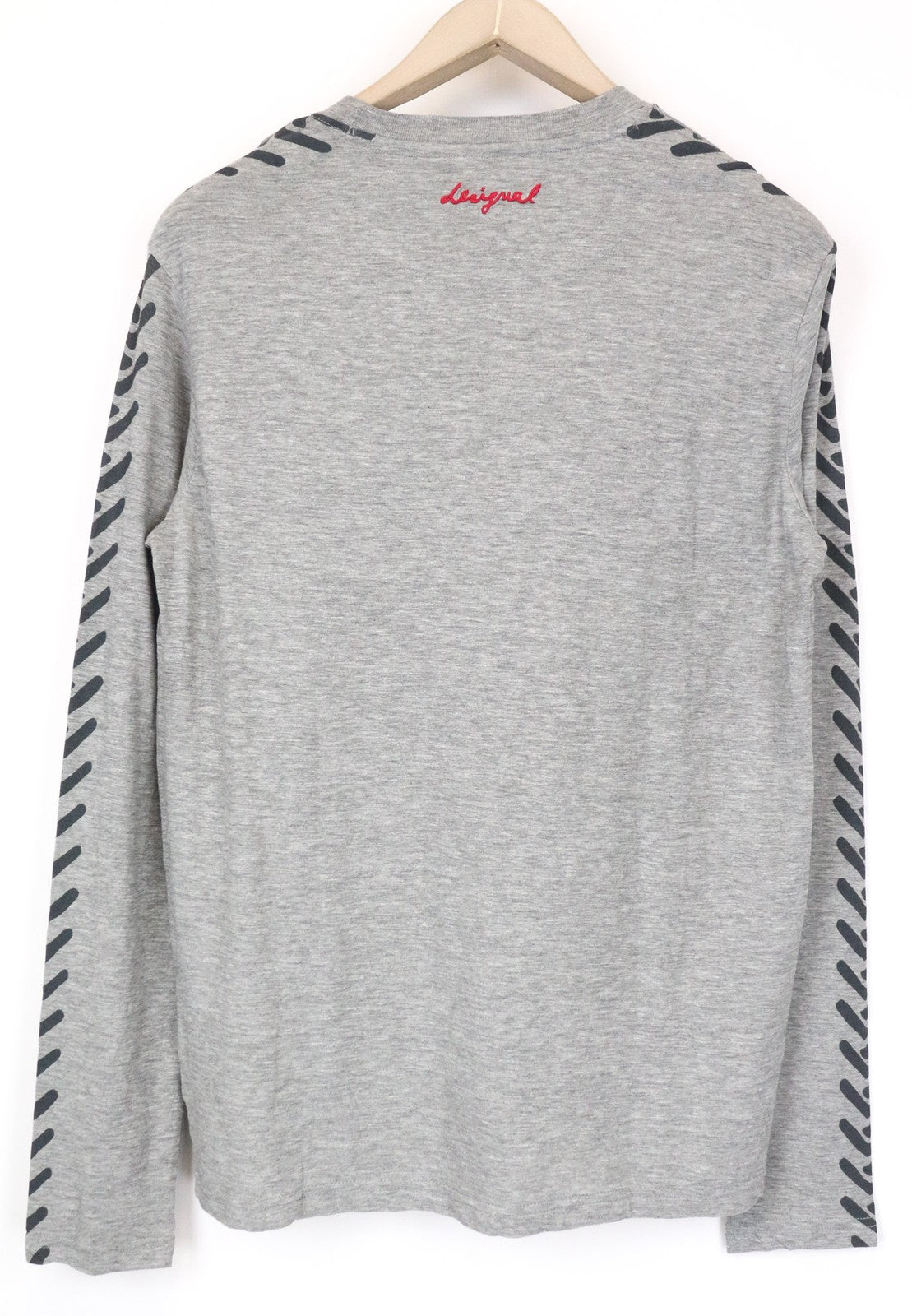 DESIGUAL Bitrio Men's Top S Grey Cotton Blend Logo Long Sleeve Pullover