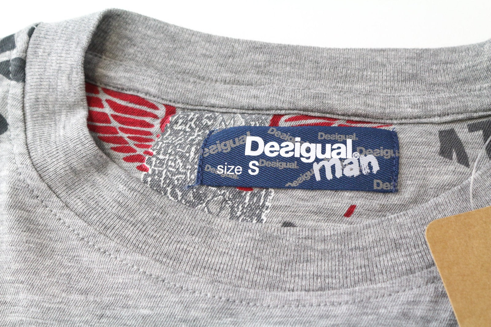 DESIGUAL Bitrio Men's Top S Grey Cotton Blend Logo Long Sleeve Pullover