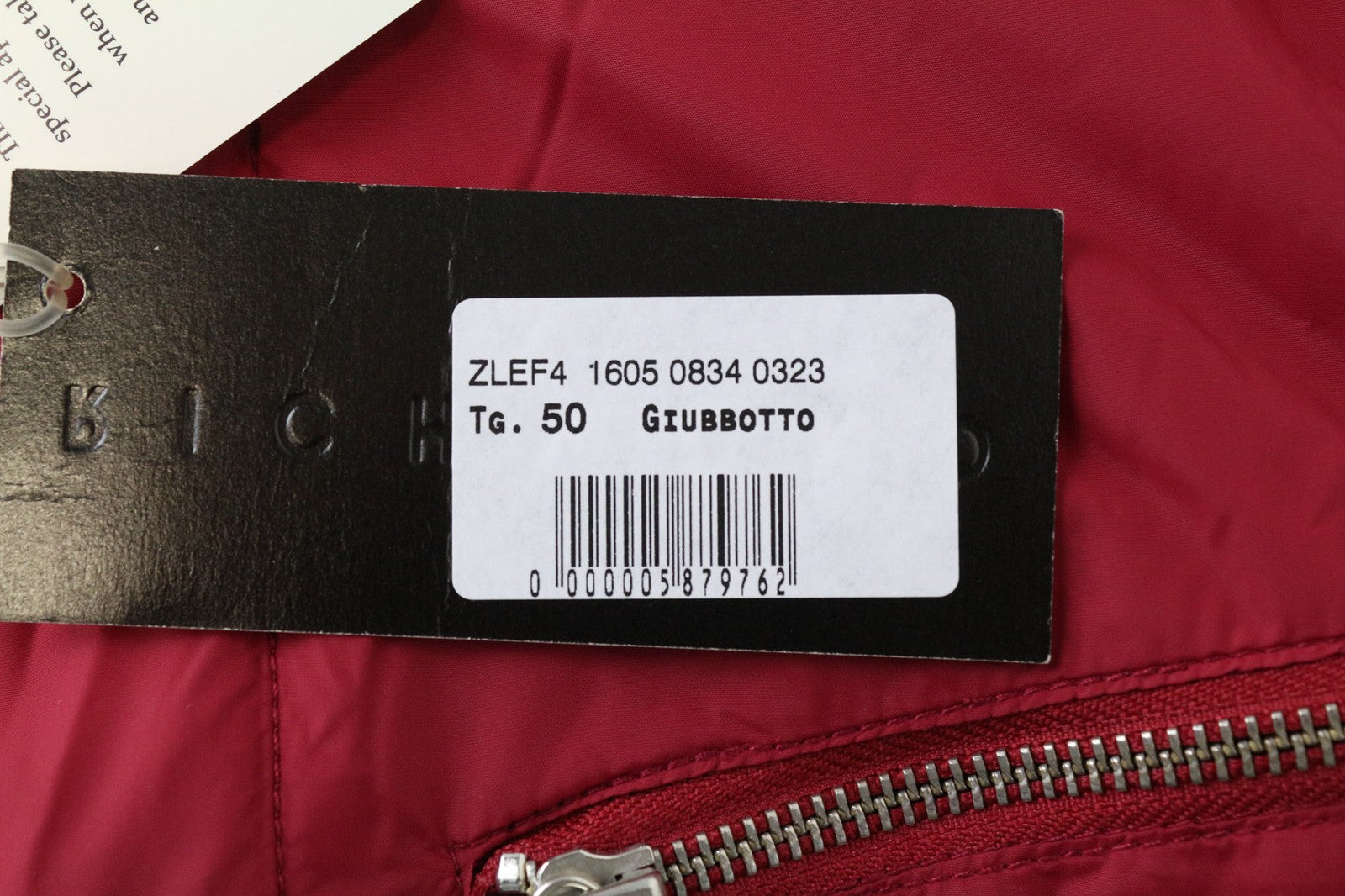 RICHMOND vyriška striukė 50 raudona, lengva, užtrauktuku užsegama ilgomis rankovėmis, elegantiška viršutinių drabužių linija 