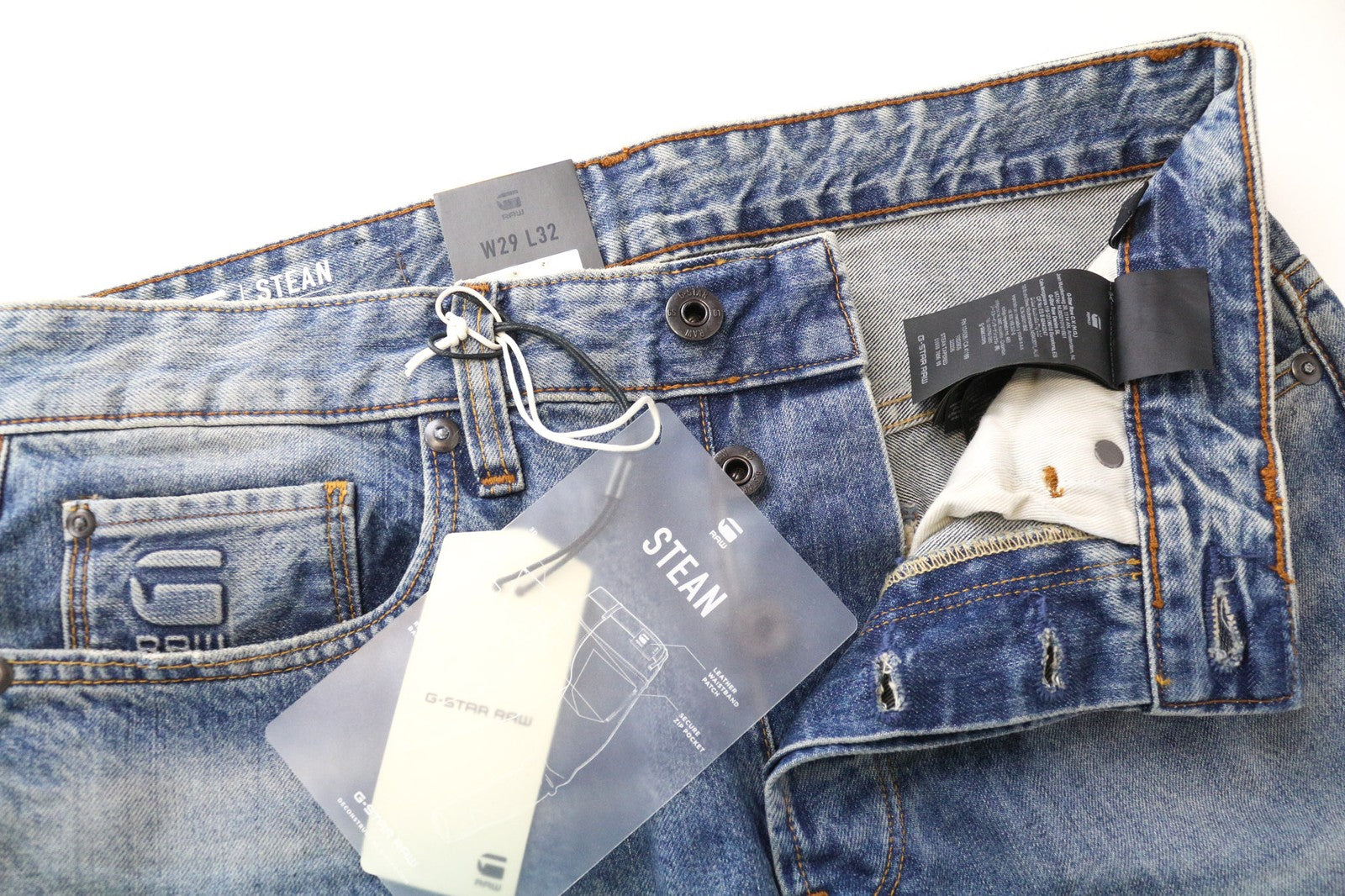 G-STAR RAW Stean Men's Jeans W29/L32 Blue Washed Cotton Denim Tapered Fit