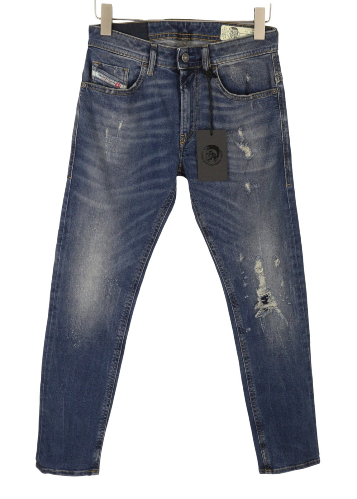 DIESEL Thommer 083AC Men's Jeans W28/L30 Blue Ripped Slim Skinny Stretch