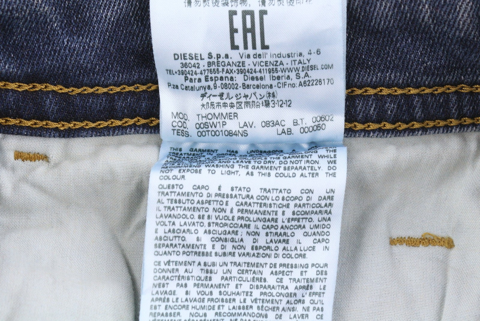 DIESEL Thommer 083AC Men's Jeans W28/L30 Blue Ripped Slim Skinny Stretch