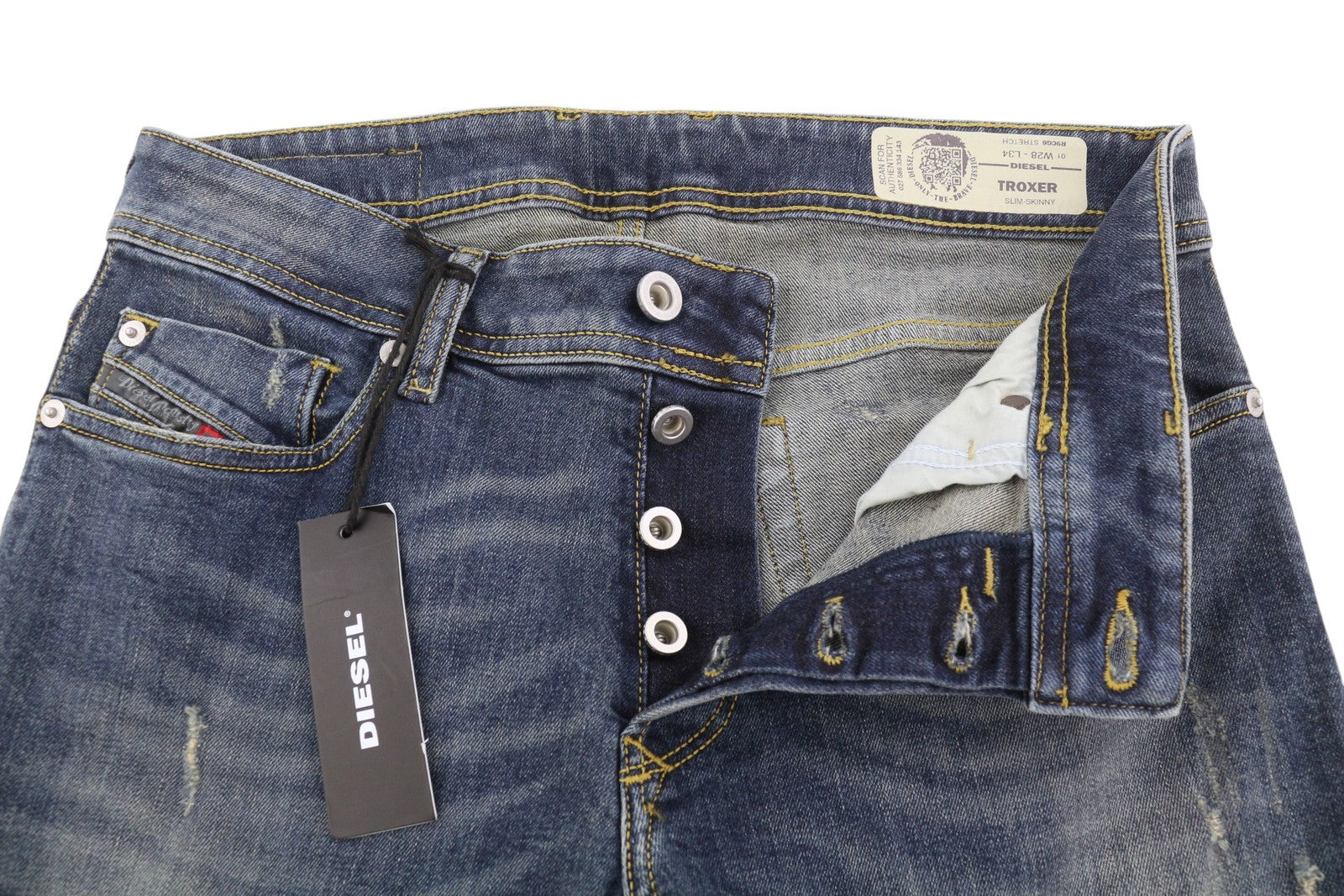 DIESEL Troxer R9CG6 Men's Jeans W28/L34 Blue Worn Slim Skinny Stretch