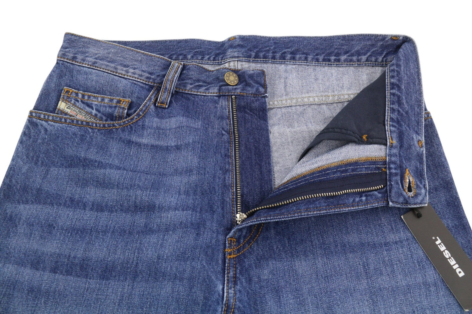 DIESEL D-Wallis 085AR Men's Jeans W30 Blue Faded Slim Zip Detail Denim