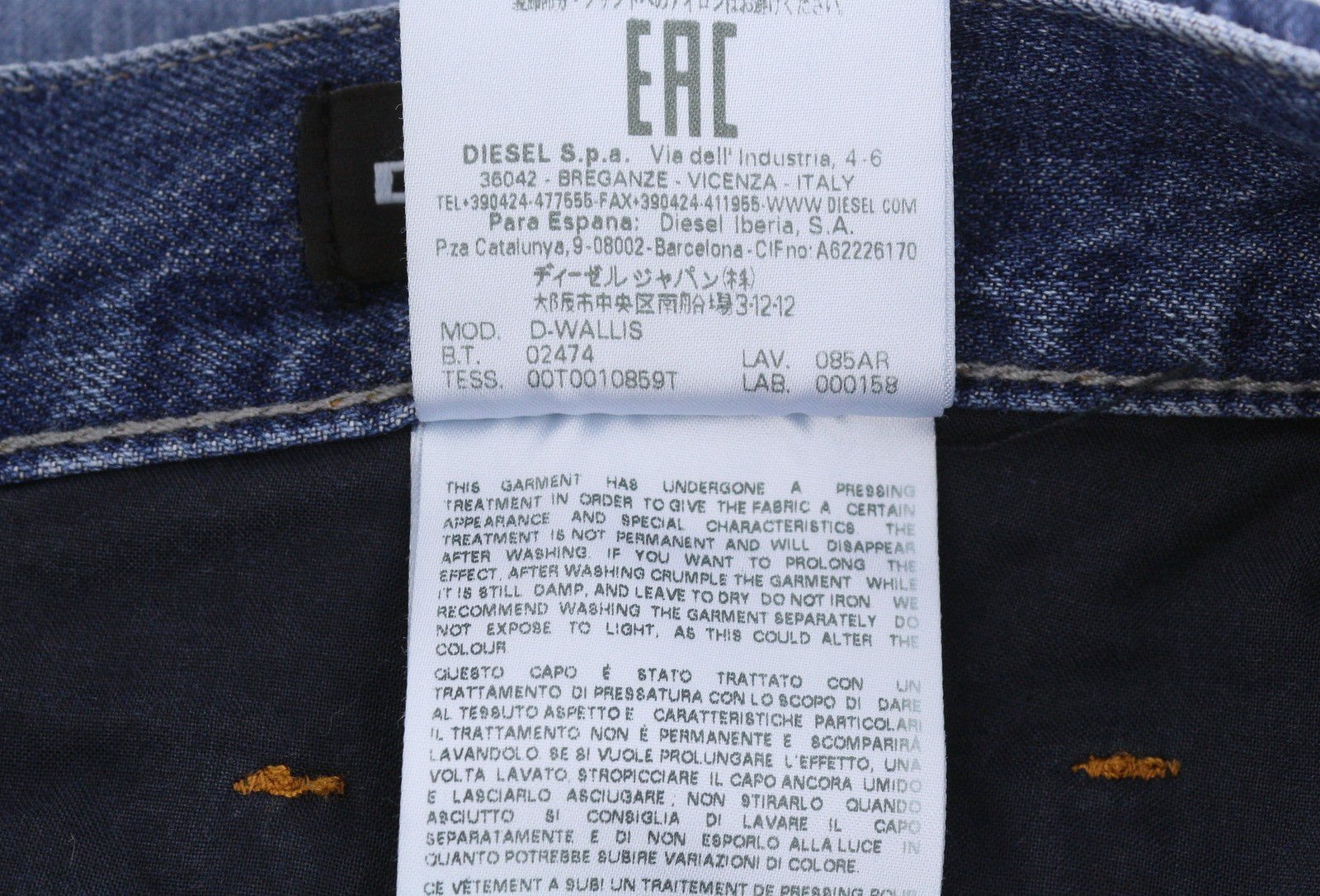 DIESEL D-Wallis 085AR Men's Jeans W30 Blue Faded Slim Zip Detail Denim