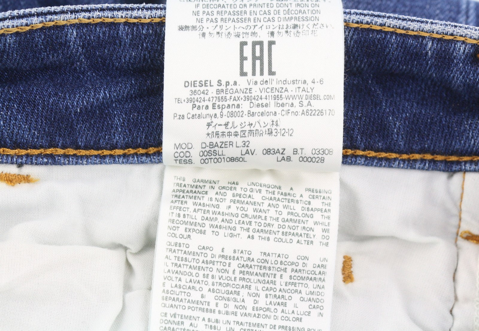 DIESEL D-Bazer 083AZ Men's Jeans W27/L32 Blue Washed Tapered Fit Stretch