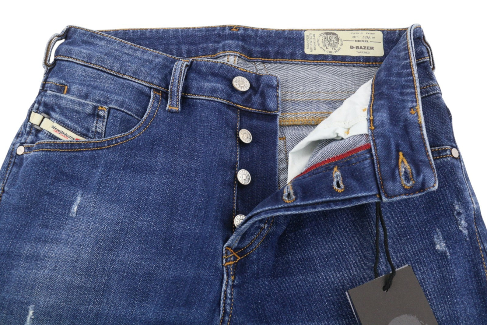 DIESEL D-Bazer 083AZ Men's Jeans W27/L32 Blue Washed Tapered Fit Stretch