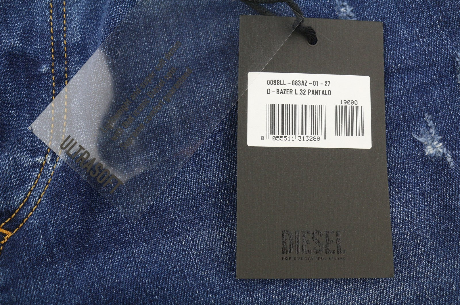 DIESEL D-Bazer 083AZ Men's Jeans W27/L32 Blue Washed Tapered Fit Stretch