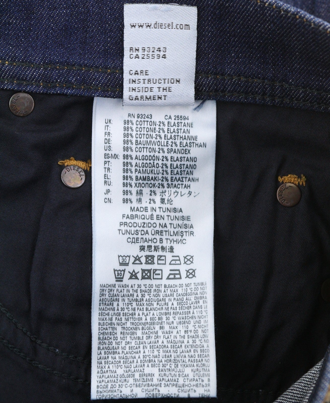 DIESEL Tepphar R7NA8 Men's Jeans W29/L32 Blue Washed Slim Carrot Stretch