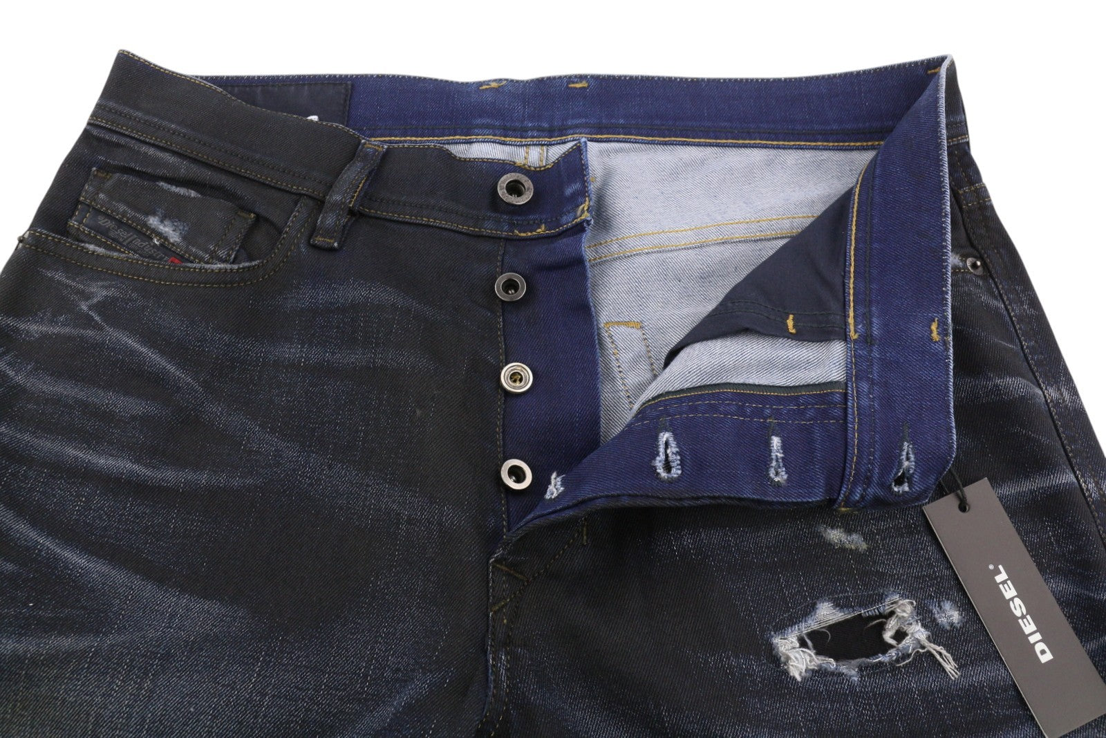 DIESEL Tepphar 080AD Men's Jeans W29/L32 Blue Ripped Faded Slim Denim