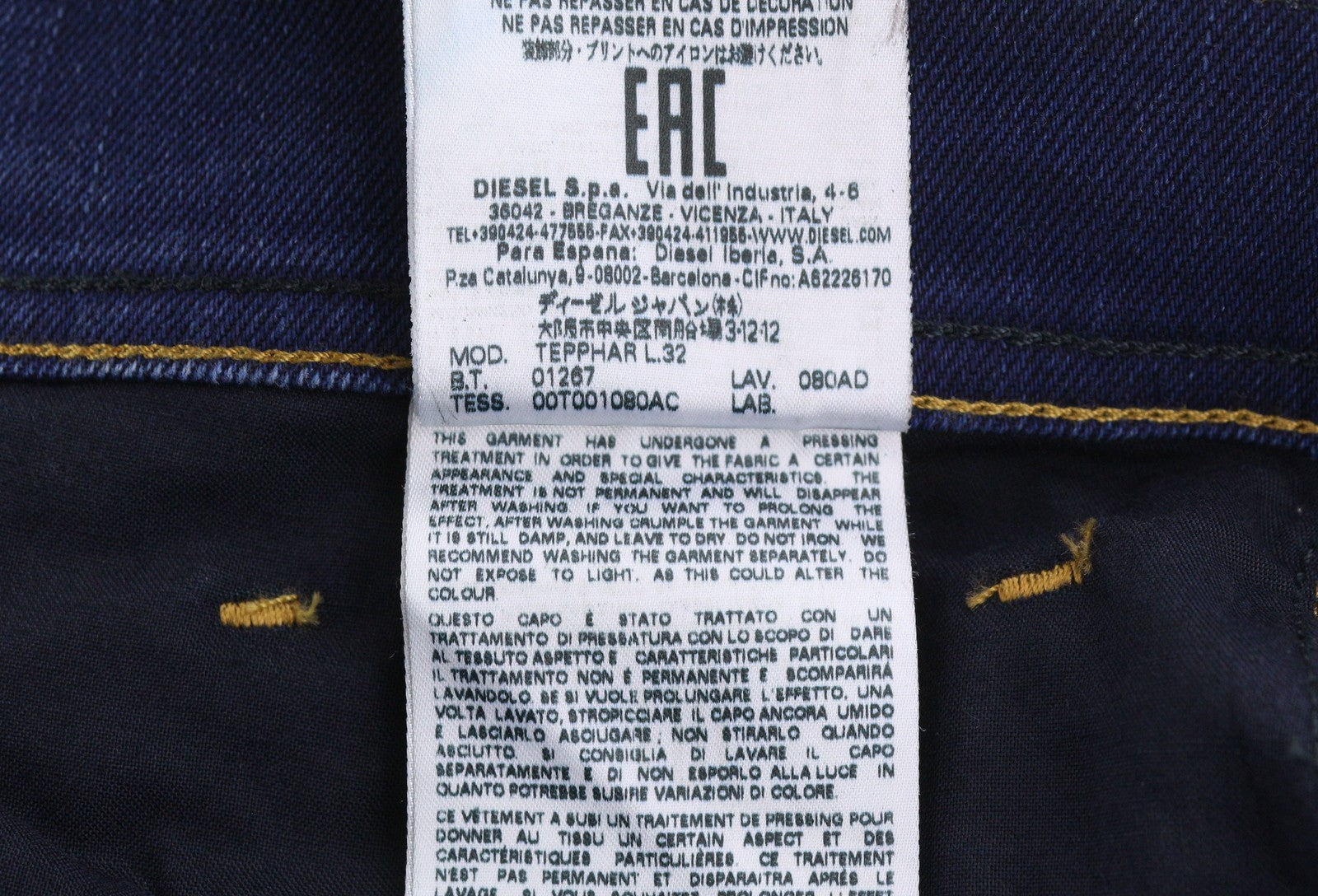 DIESEL Tepphar 080AD Men's Jeans W29/L32 Blue Ripped Faded Slim Denim