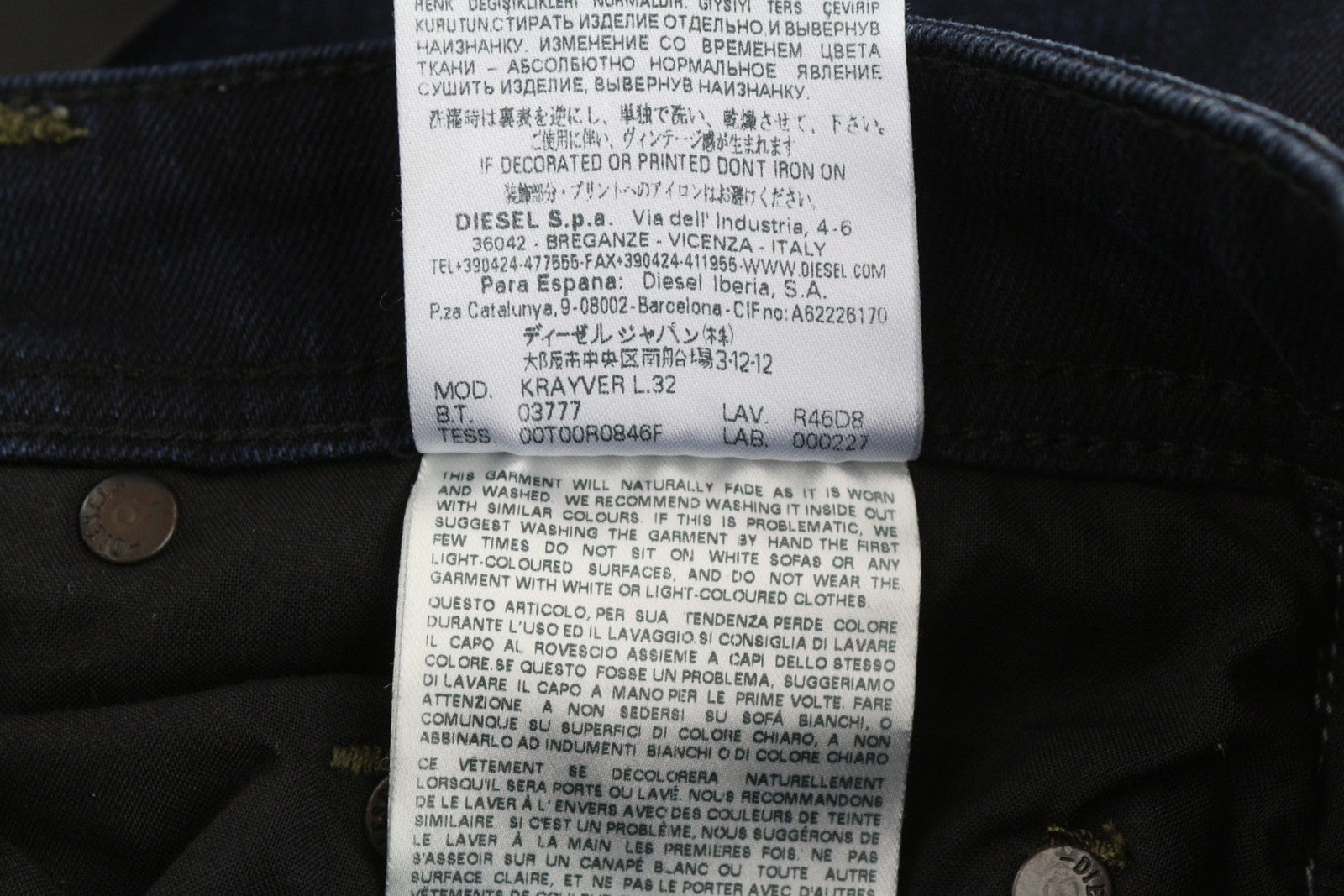 DIESEL Krayver R46D8 Men's Jeans W28/L32 Blue Regular Slim Carrot Stretch