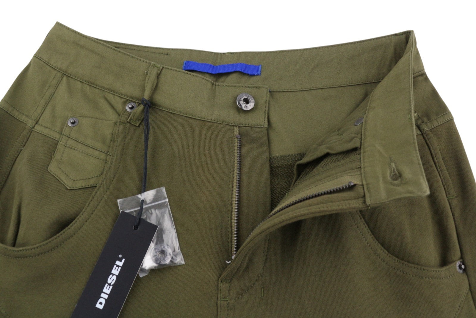 DIESEL Fayza-AA 0EALI Women's Trousers W24 Khaki Green Slim Jogg Tricot