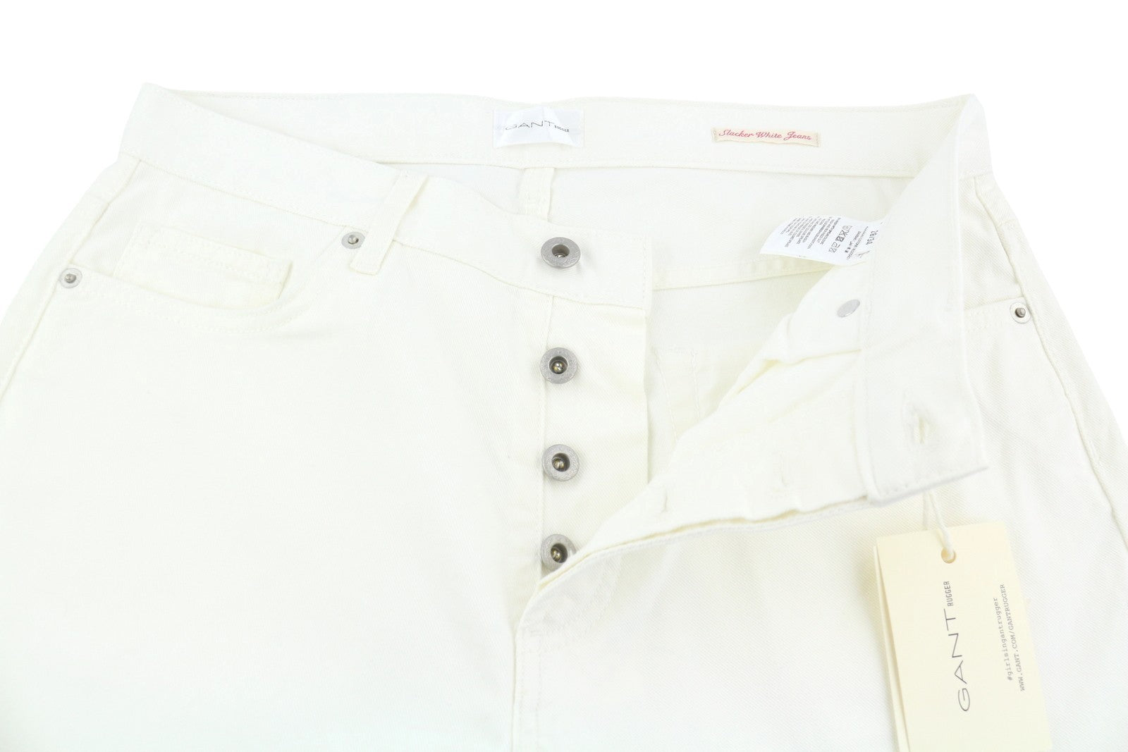 GANT Rugger Slacker White Women's Jeans W28/L34 Off White Slim Distressed