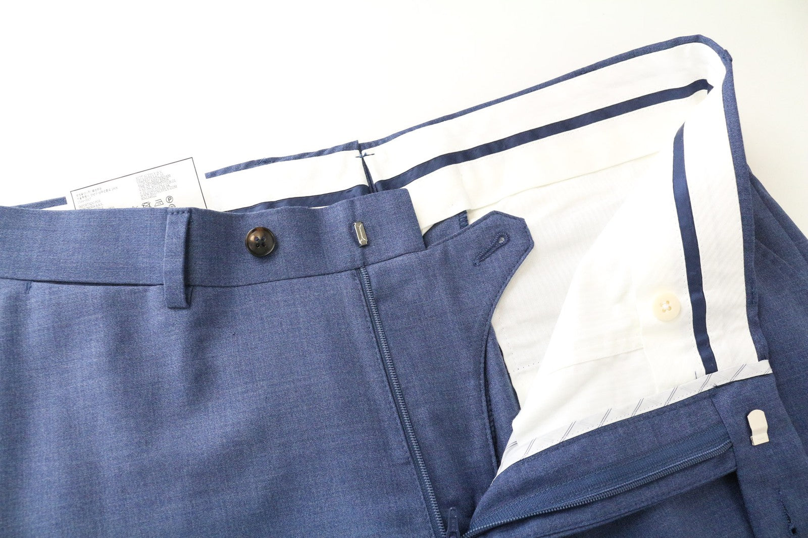 SUITSUPPLY Brescia Men's Pants UK38R Blue Wool Lined Pleated Tailored Trousers