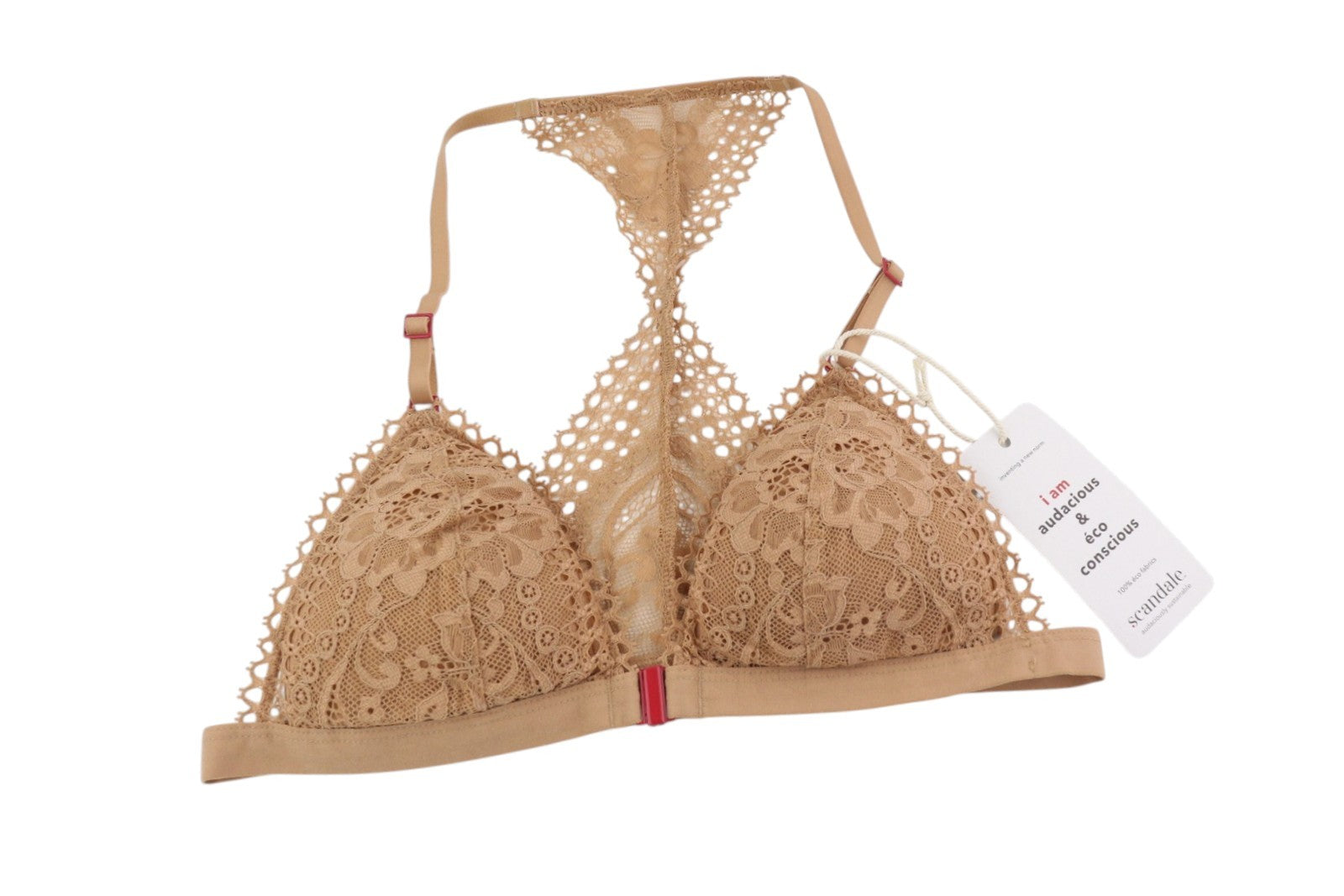 SCANDALE Le Triangle Back Detail Sensual-Nude T17 Women's Bra S Lace 3 Pads