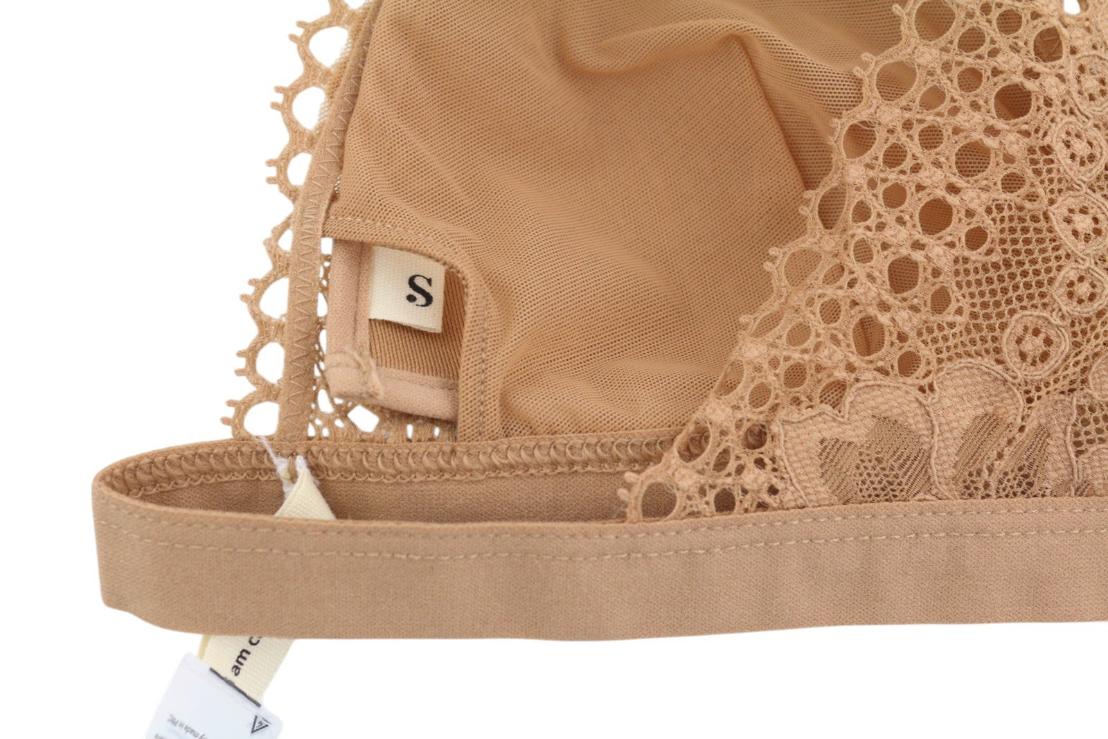 SCANDALE Le Triangle Back Detail Sensual-Nude T17 Women's Bra S Lace 3 Pads