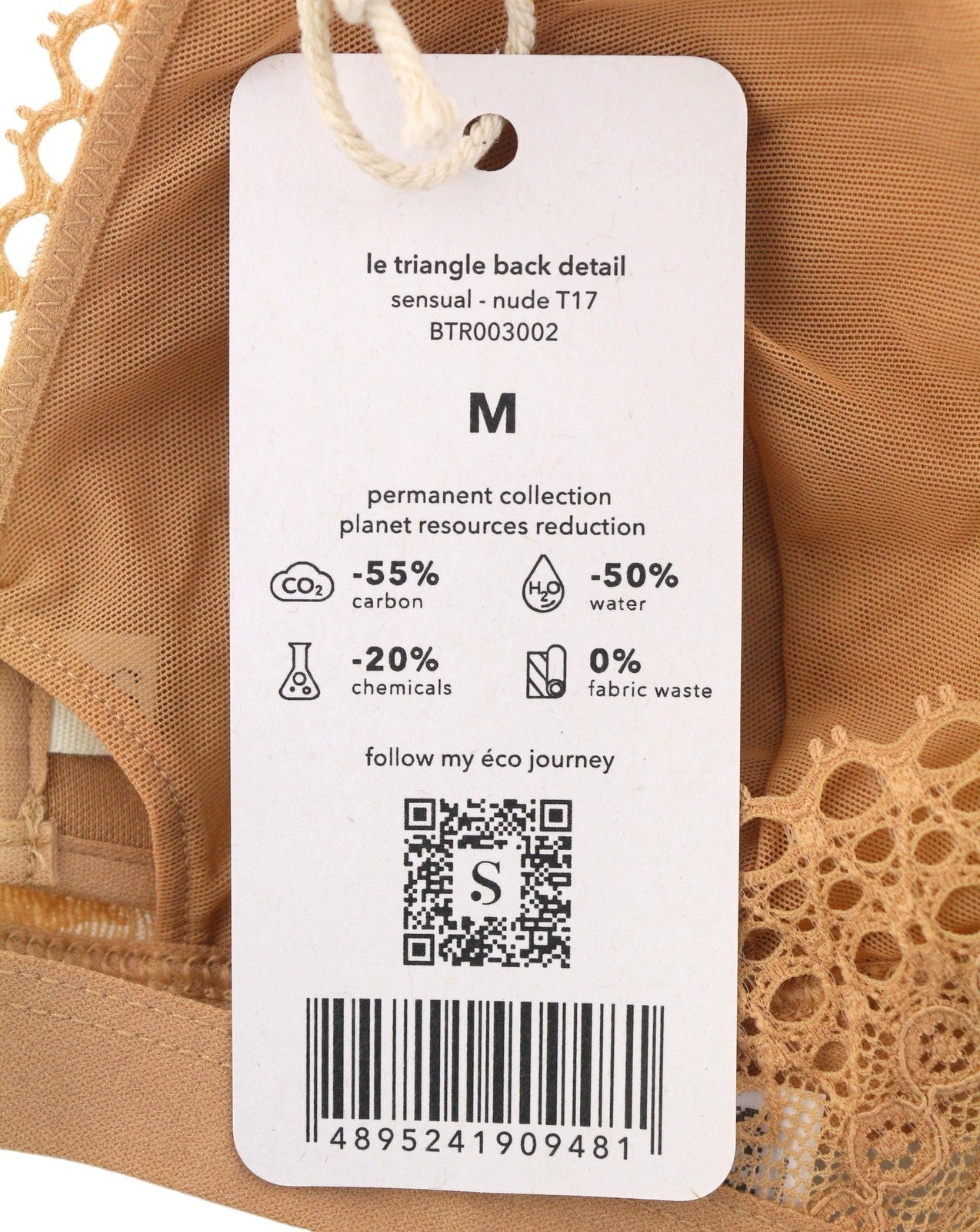 SCANDALE Le Triangle Back Detail Sensual-Nude T17 Women's Bra M Lace 3 Pads