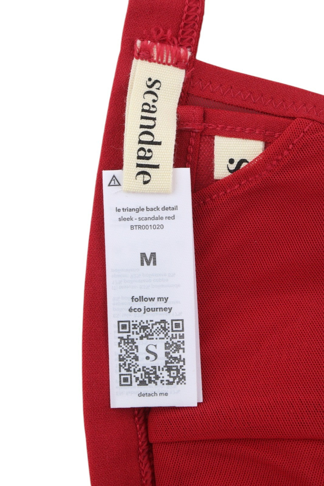 SCANDALE Le Triangle Back Detail Sleek-Red Women's Bra M Mesh Clip 3 Pads