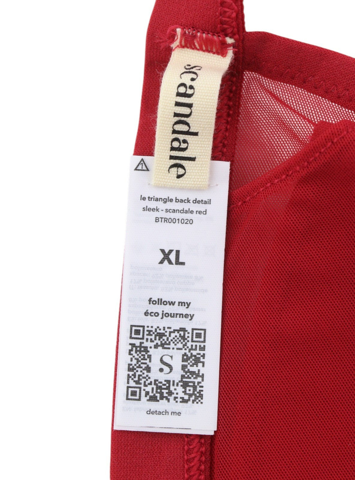 SCANDALE Le Triangle Back Detail Sleek-Red Women's Bra XL Mesh Clip 3 Pads