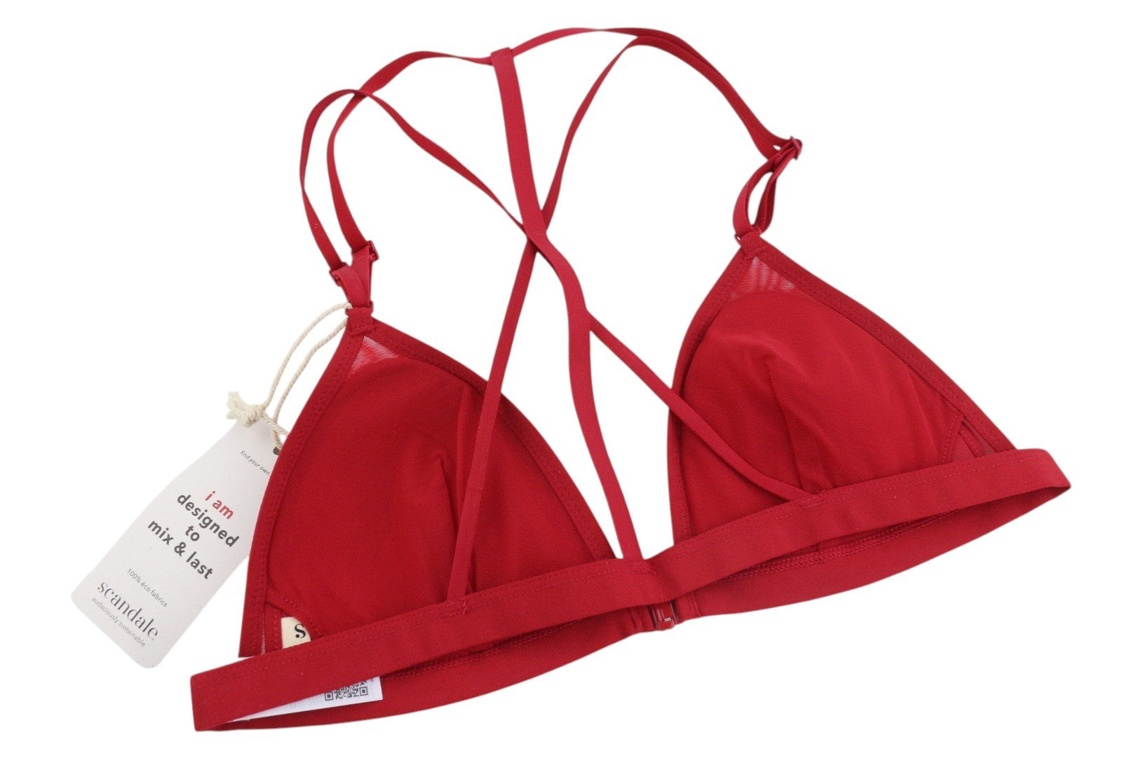 SCANDALE Le Triangle Back Detail Sleek-Red Women's Bra XL Mesh Clip 3 Pads