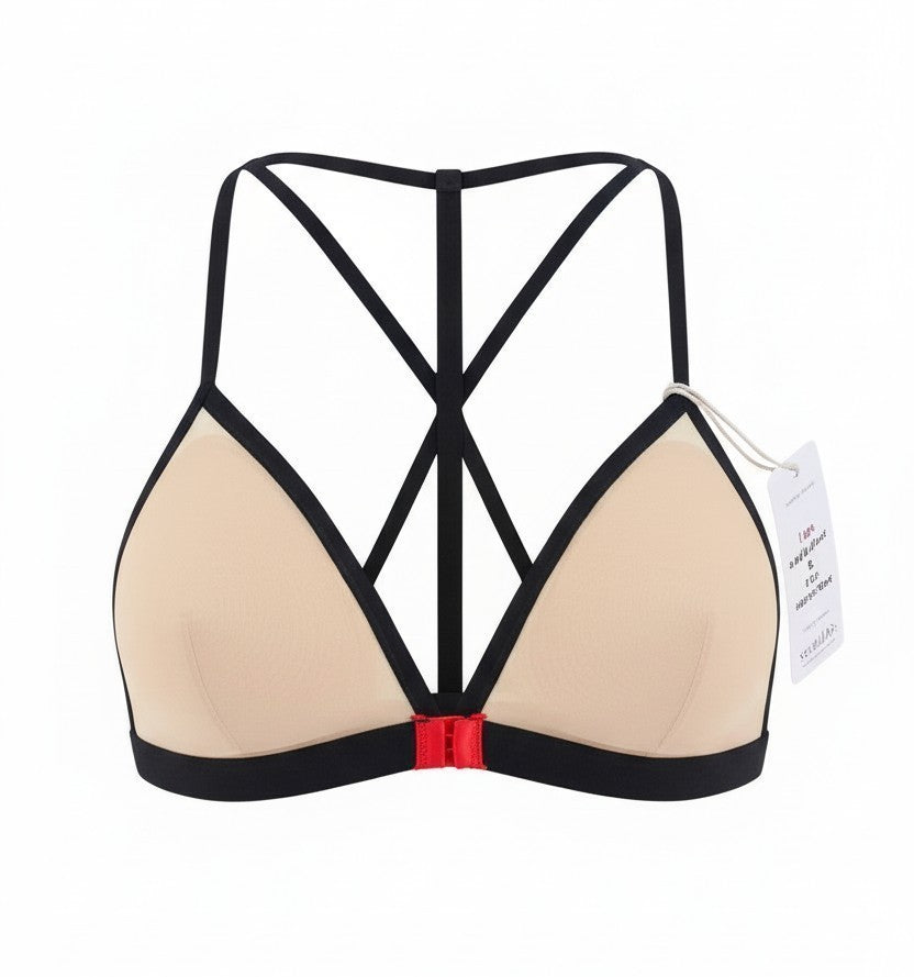 SCANDALE Le Triangle Back Detail Sleek-Nude A14 Women's Bra L Clip 3 Pads
