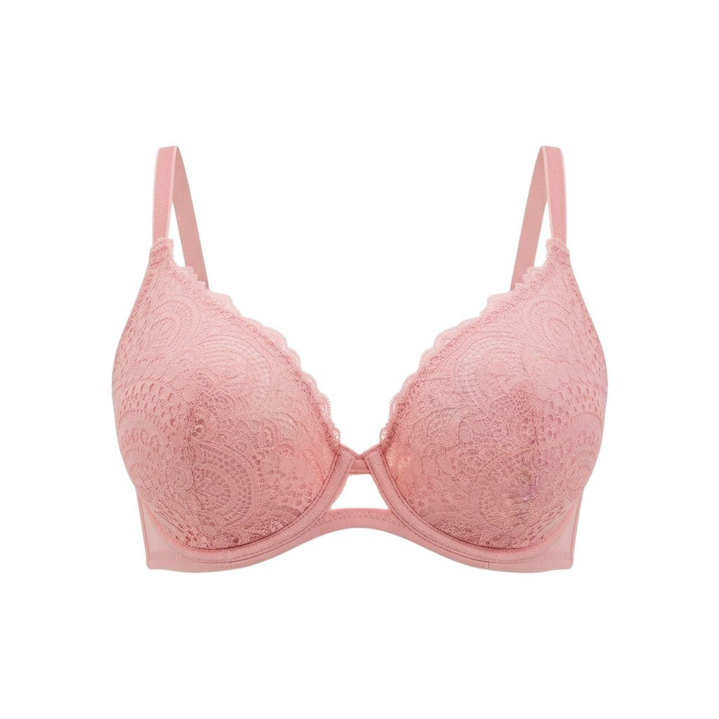 SCANDALE Le Plunge Side Spacer Sublime-Corail Women's Bra 85B Lace Print