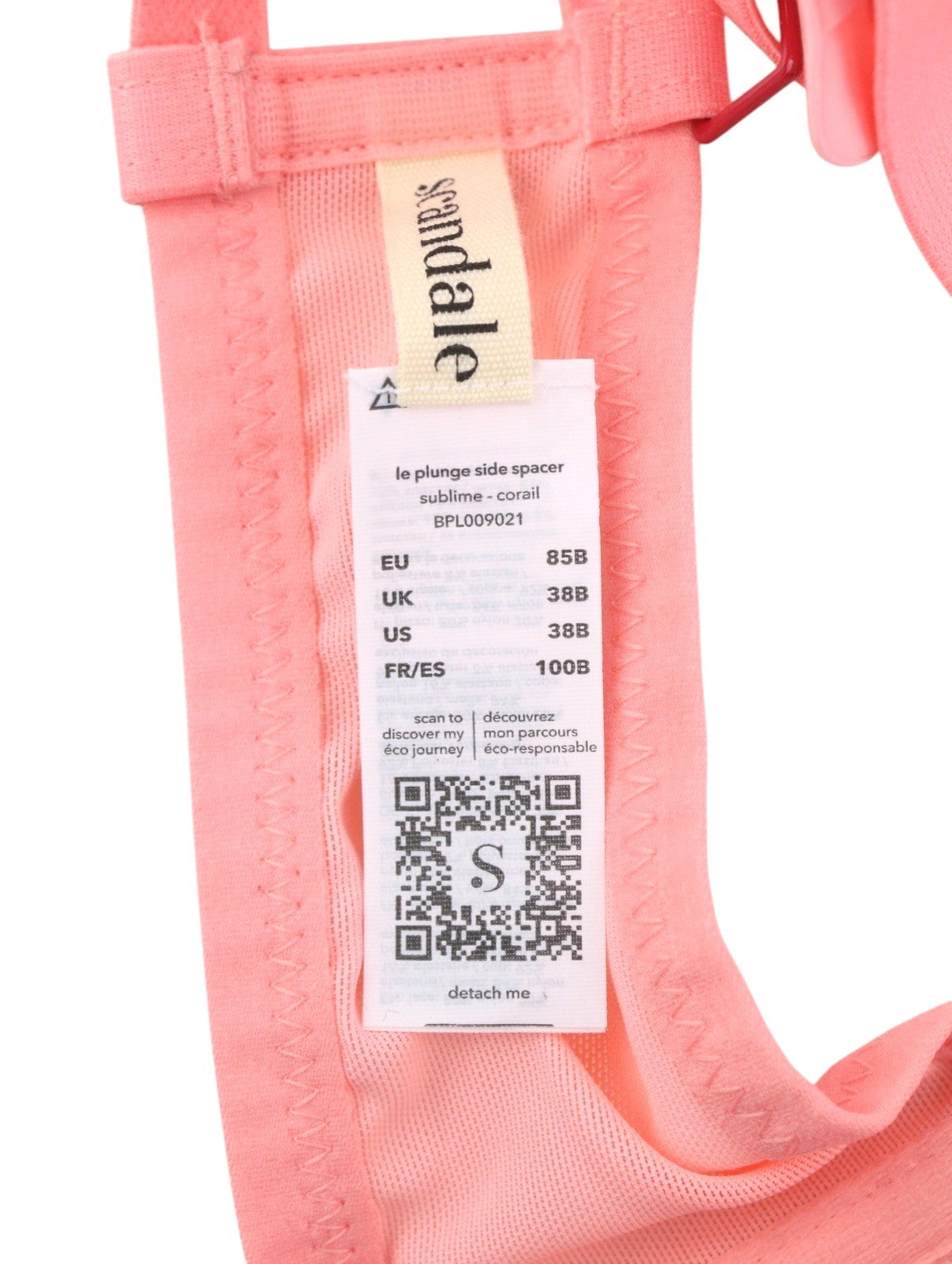 SCANDALE Le Plunge Side Spacer Sublime-Corail Women's Bra 85B Lace Print