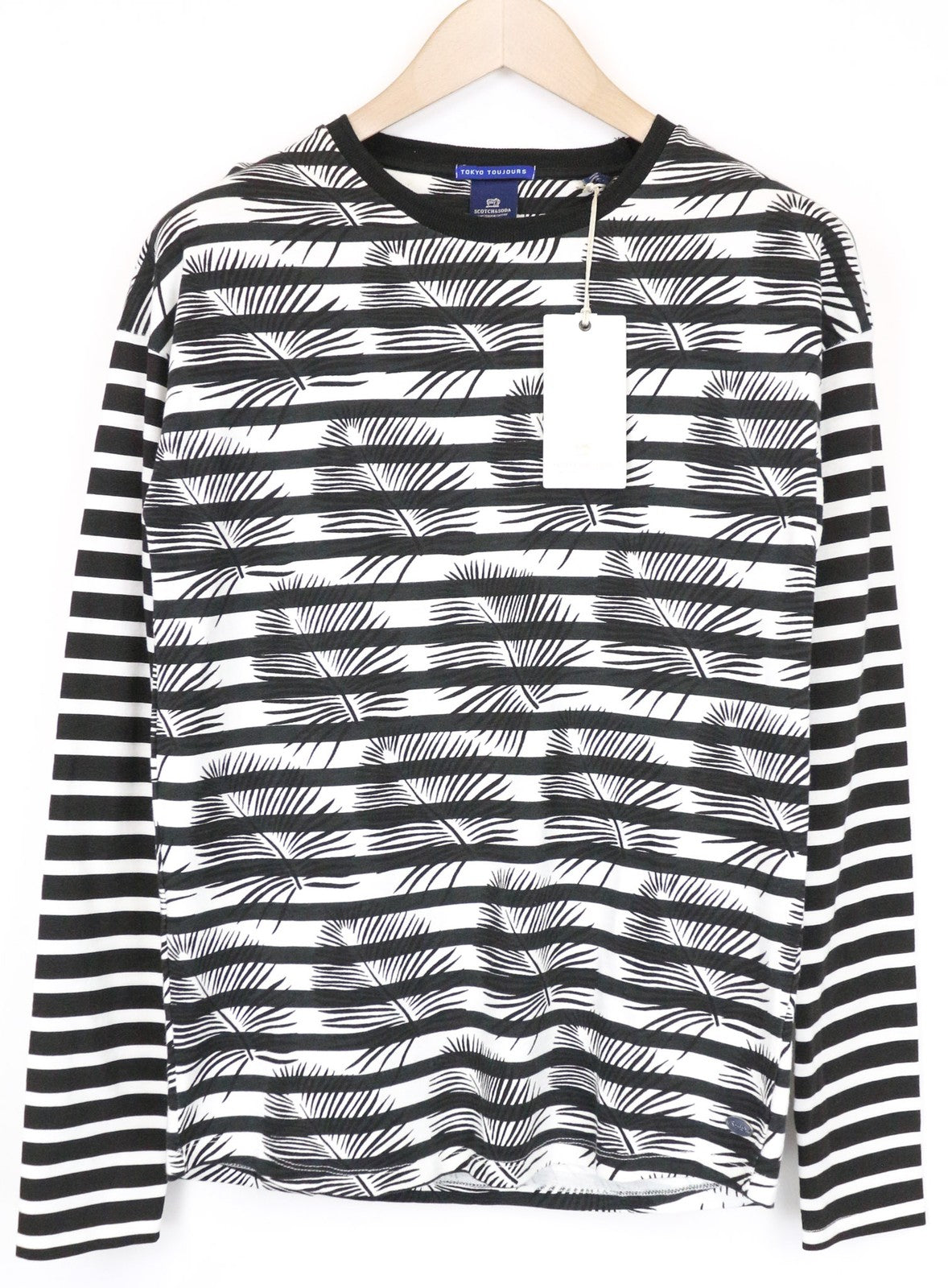 SCOTCH & SODA Ams Couture Men's Tee S Black White Patterned Cotton Relaxed