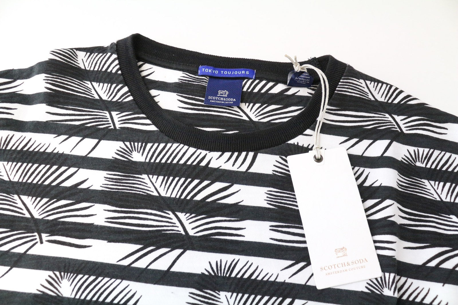 SCOTCH & SODA Ams Couture Men's Tee S Black White Patterned Cotton Relaxed