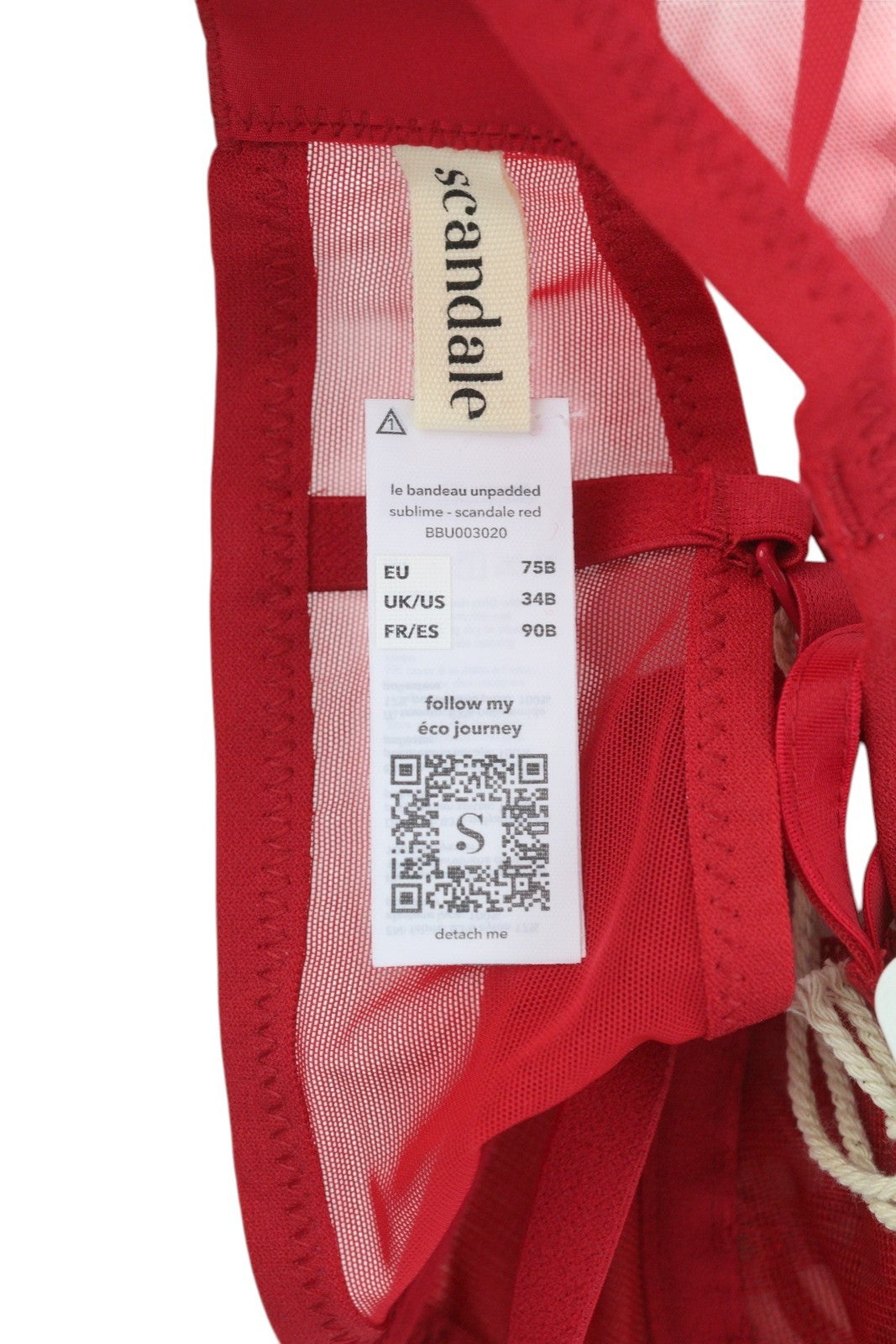 SCANDALE Le Bandeau Unpadded Sublime-Red Women's Bra 75B Guipure Lace