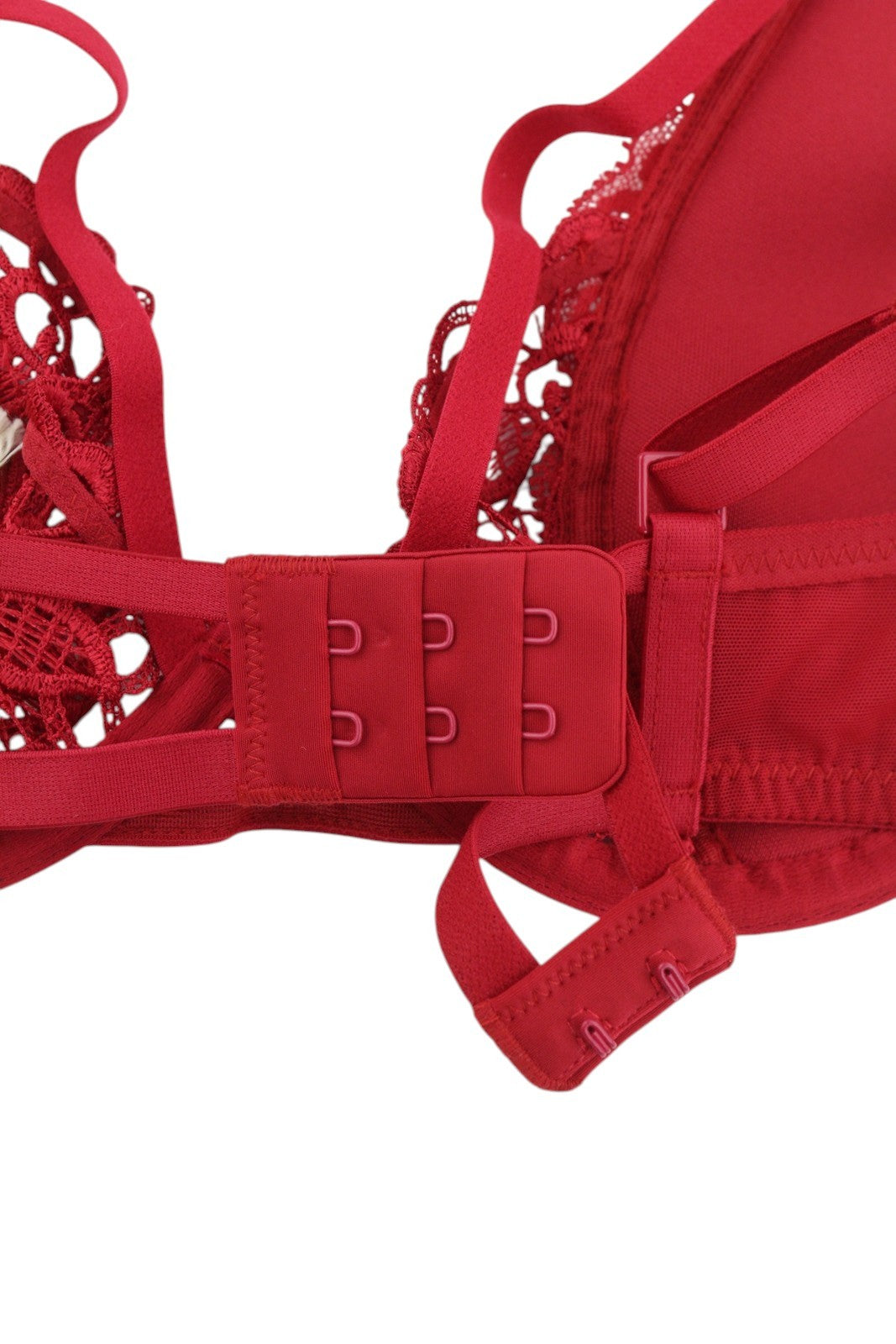 SCANDALE Plunge In Glamour Lace-Wired Women's Bra 70B Red Guipure Lace