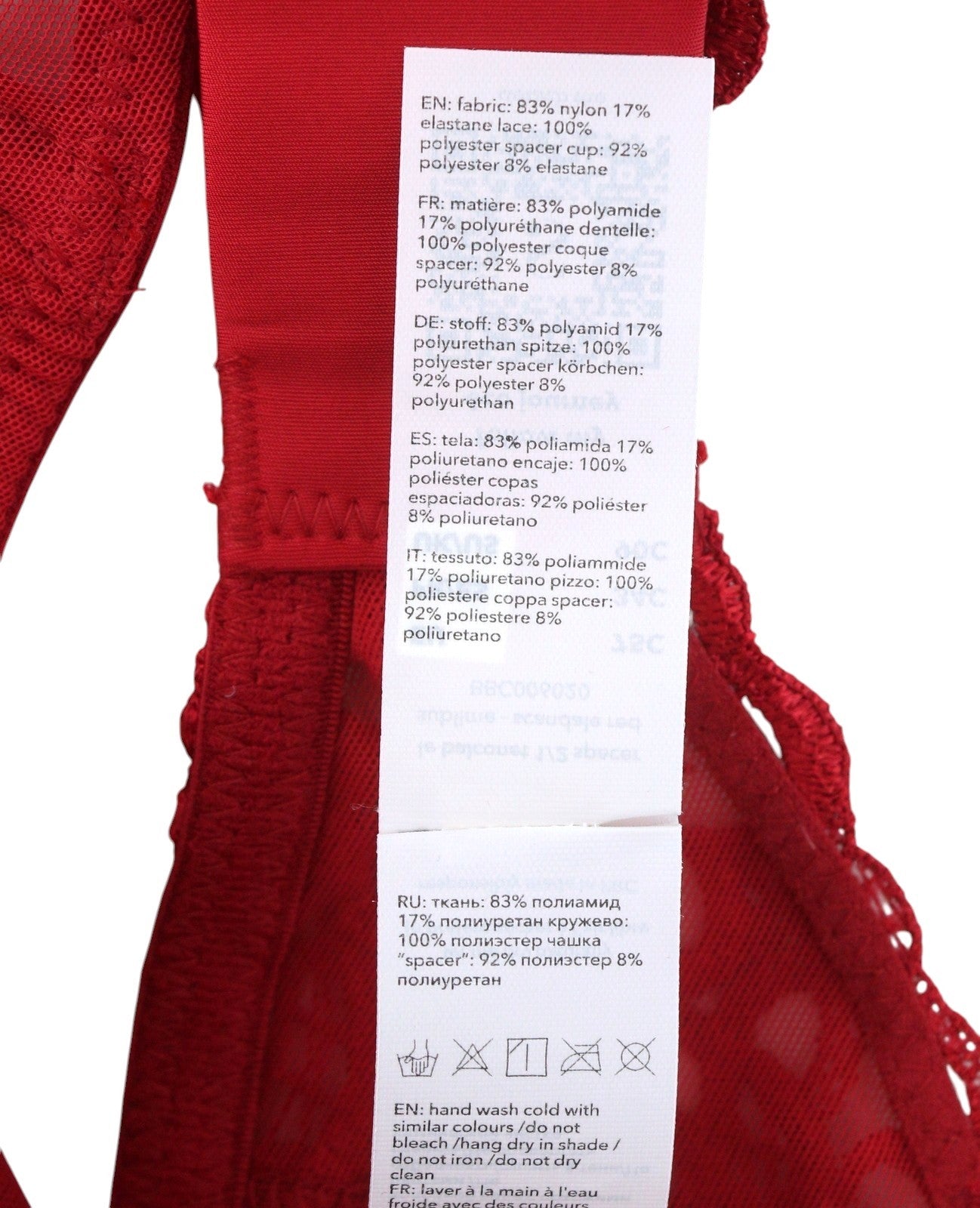 SCANDALE Le Balconet 1/2 Spacer Sublime-Red Women's Bra 80C Guipure Lace