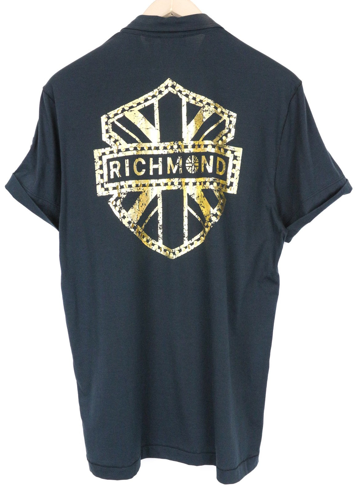 RICHMOND Men's Polo L Teal Blue Green Pure Cotton Short Sleeve Casual Top