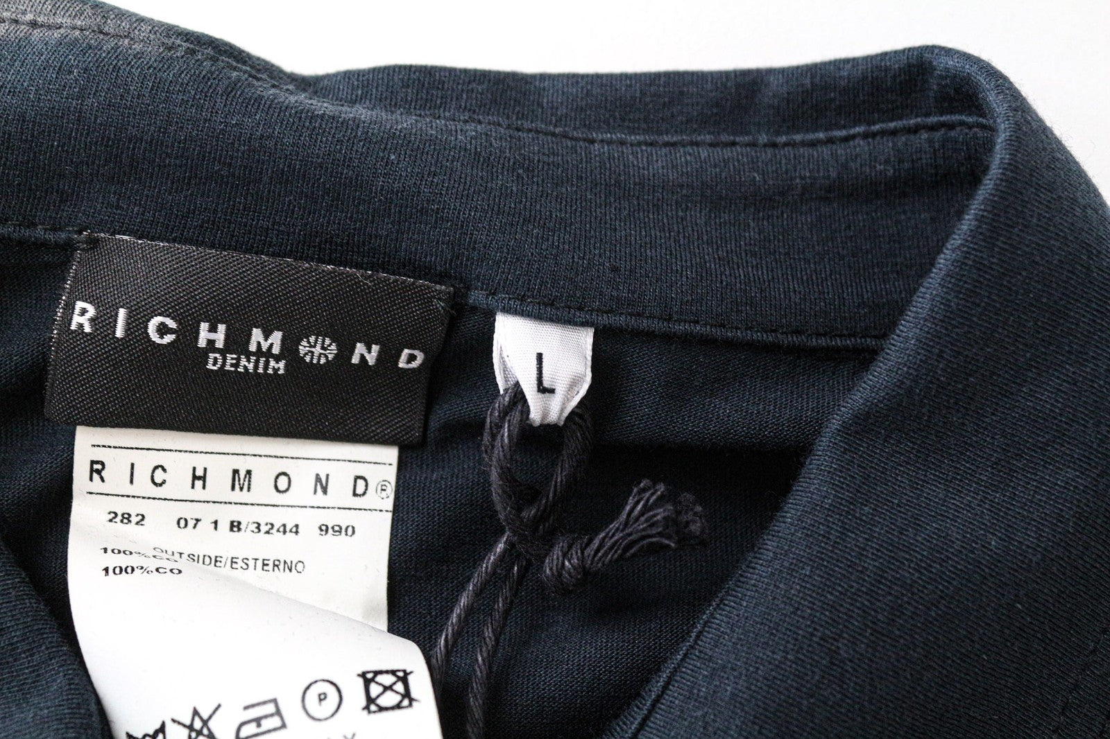 RICHMOND Men's Polo L Teal Blue Green Pure Cotton Short Sleeve Casual Top