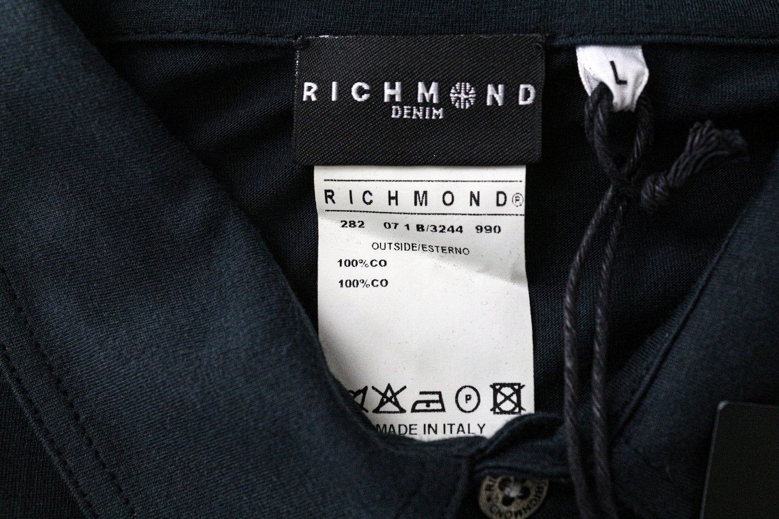 RICHMOND Men's Polo L Teal Blue Green Pure Cotton Short Sleeve Casual Top