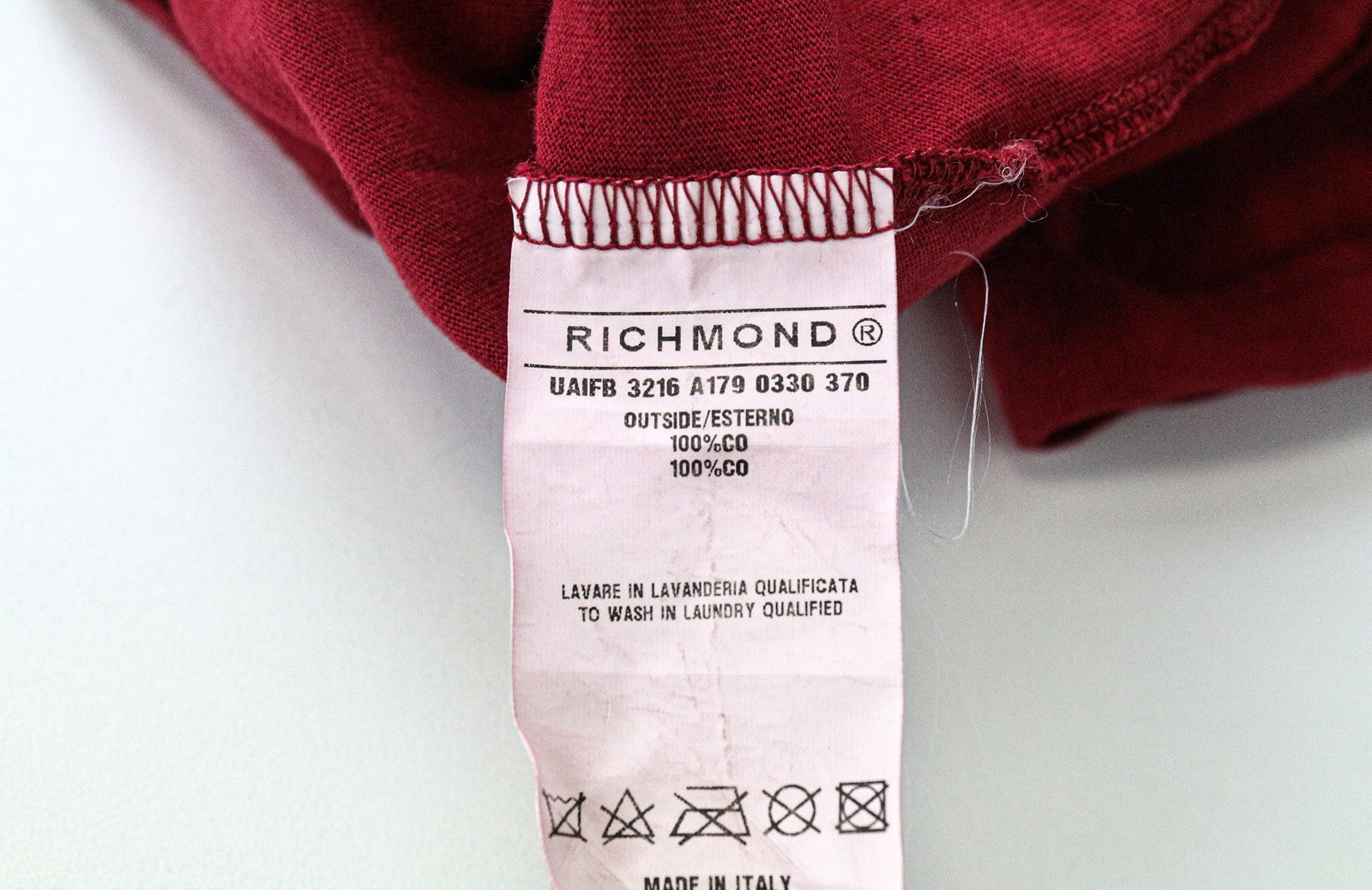 RICHMOND Men's Tee L Red Pure Cotton Logo Print Pullover Short Sleeve