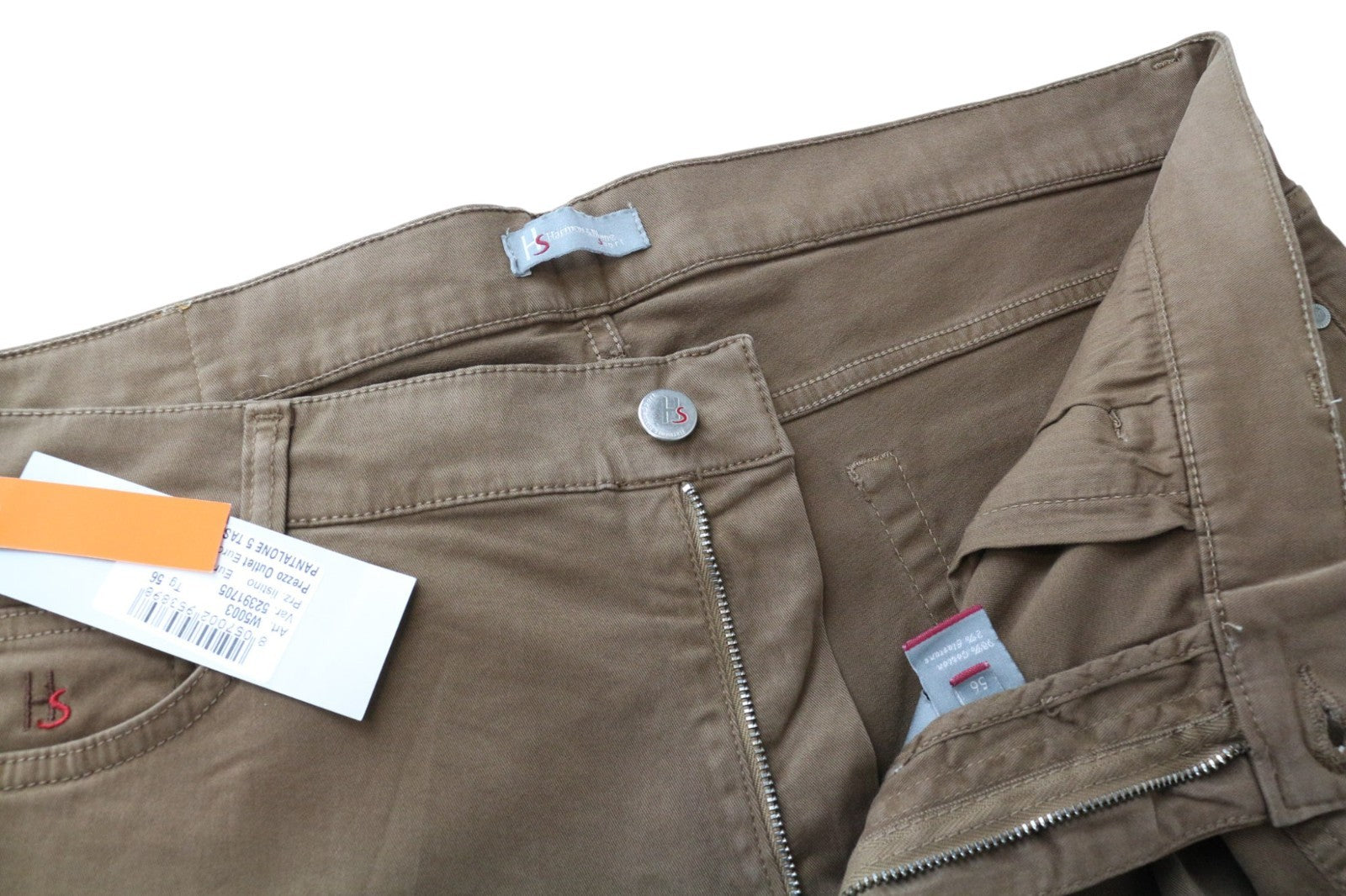 HARMONT &amp; BLAINE vyriškos kelnės 56 rudos medvilnės tamprios siauros klešnės 