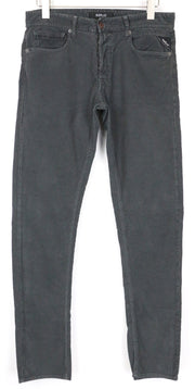 REPLAY Grover vyriškos velveto kelnės W31/L34 pilkos tiesios medvilninės tamprios kelnės