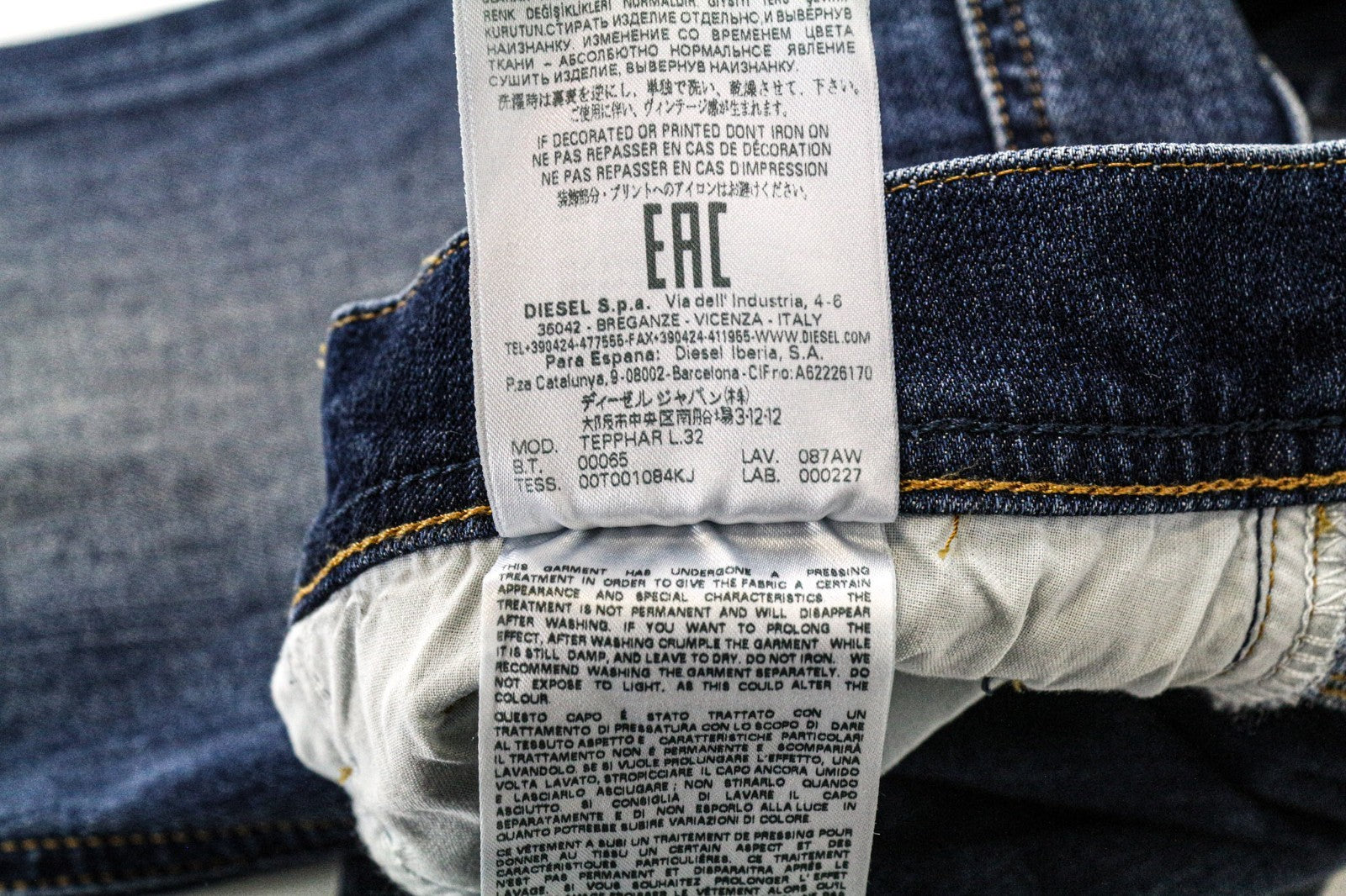 DIESEL Tepphar 087AW Men's Slim Tapered Jeans W28/L32 Blue Washed Stretch Denim