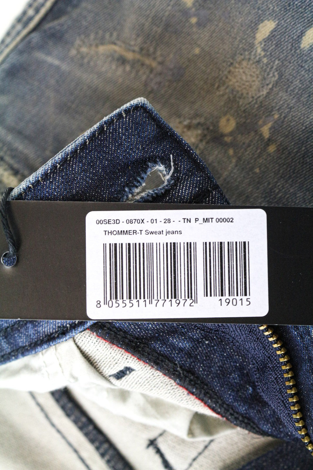 DIESEL Thommer-T 0870X Men's JoggJeans W28 Skinny Blue Stretch Sweat Aged Wash