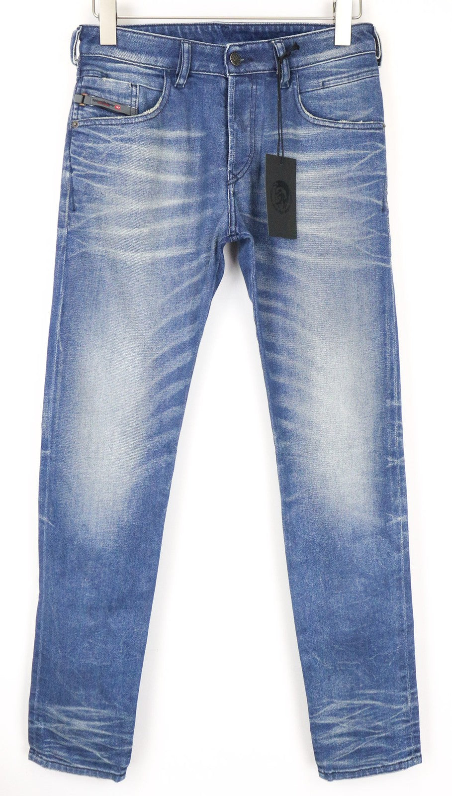 DIESEL D-Bazer 0090D Men's Tapered Jeans W28/L32 Washed Blue Cotton Stretch Fit