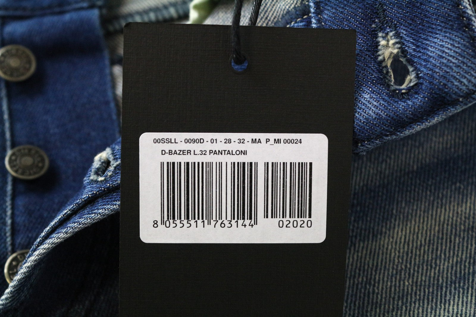 DIESEL D-Bazer 0090D Men's Tapered Jeans W28/L32 Washed Blue Cotton Stretch Fit