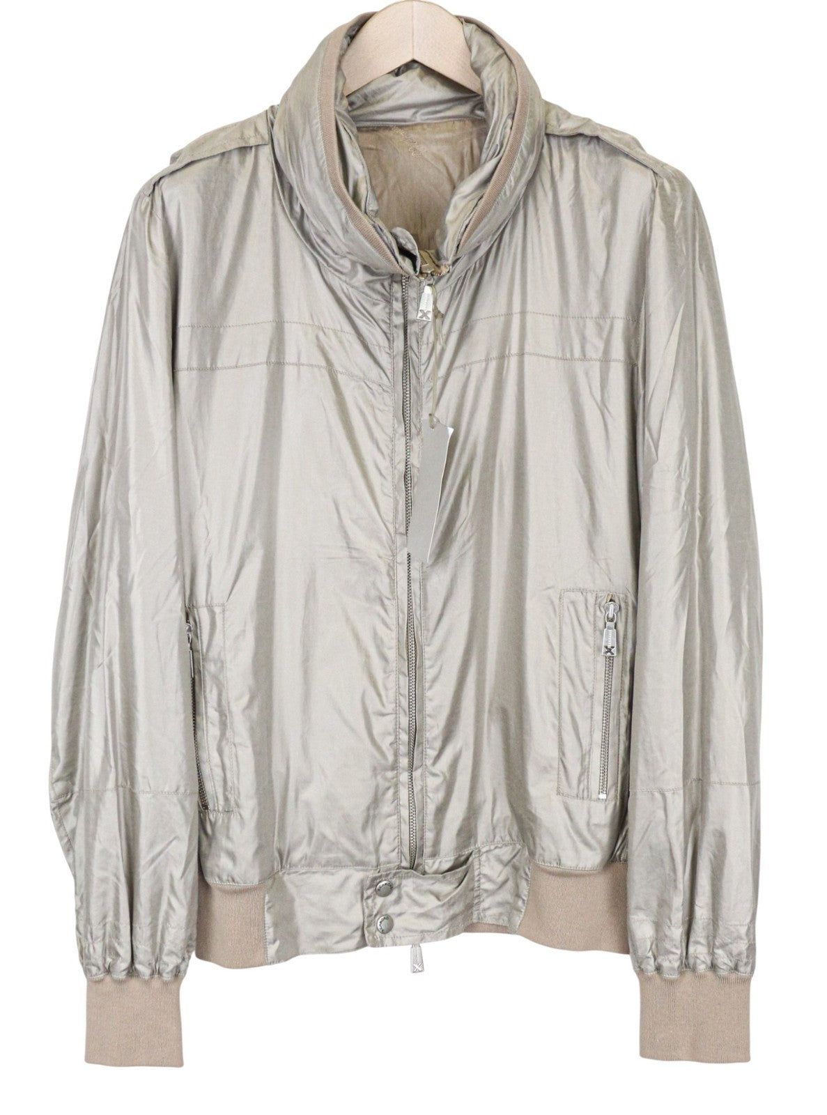 RICHMOND vyriška laisvalaikio striukė 48 ruda blizgi užtrauktuku priekyje ilgomis rankovėmis lengva 