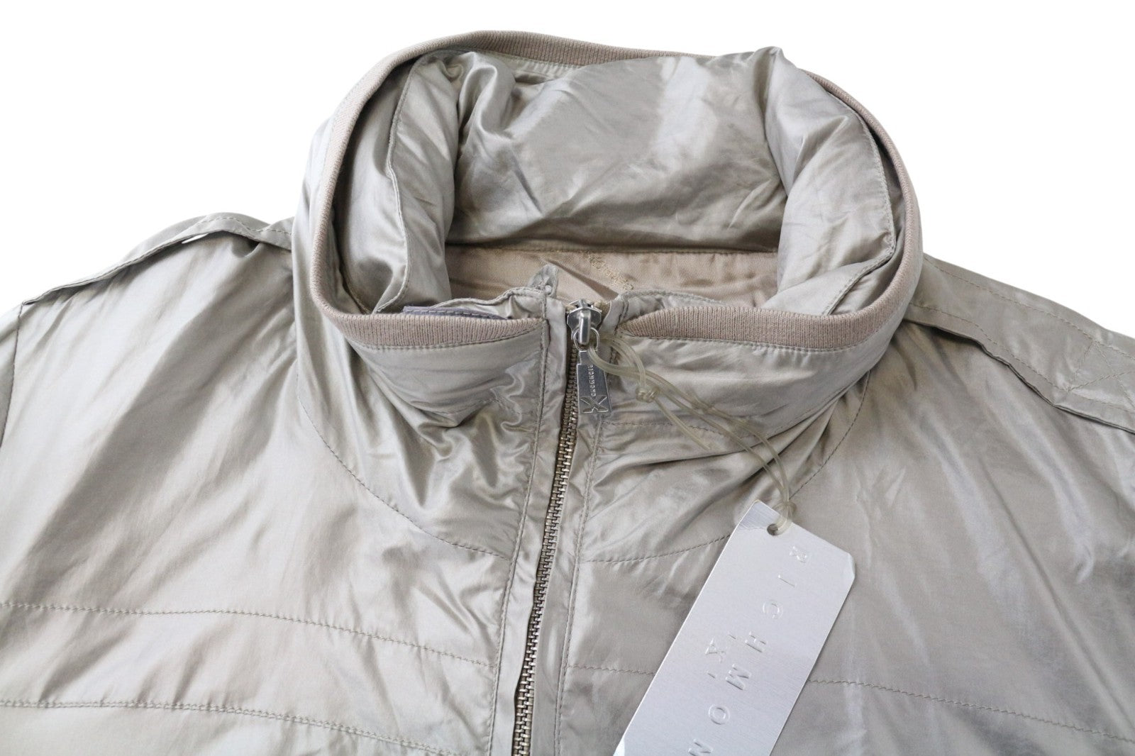 RICHMOND vyriška laisvalaikio striukė 48 ruda blizgi užtrauktuku priekyje ilgomis rankovėmis lengva 