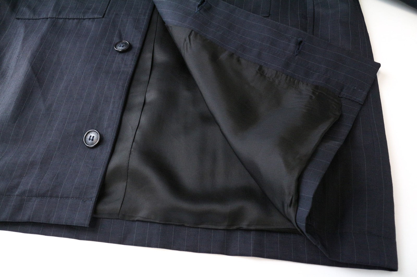 RICHMOND vyriškas lininio mišinio švarkas, UK18, tamsiai mėlynas, dryžuotas, laisvalaikio stiliaus, lengvas švarkas 