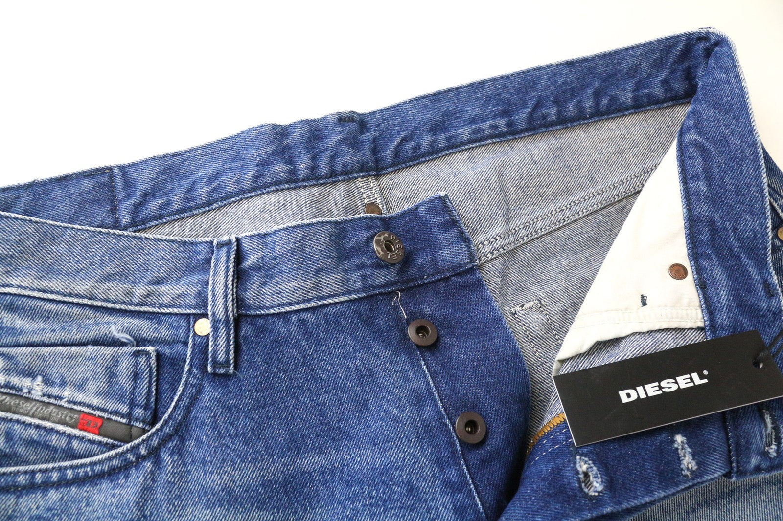 DIESEL Markhy 0076Y Men's Slim Jeans W34/L32 Blue Faded 5-Pocket Denim Pants