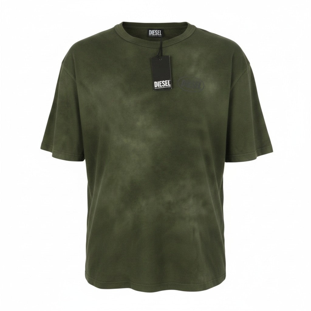 DIESEL T-Wash-Out Men T-Shirt M Green Faded Tricot Oversized Short Sleeved