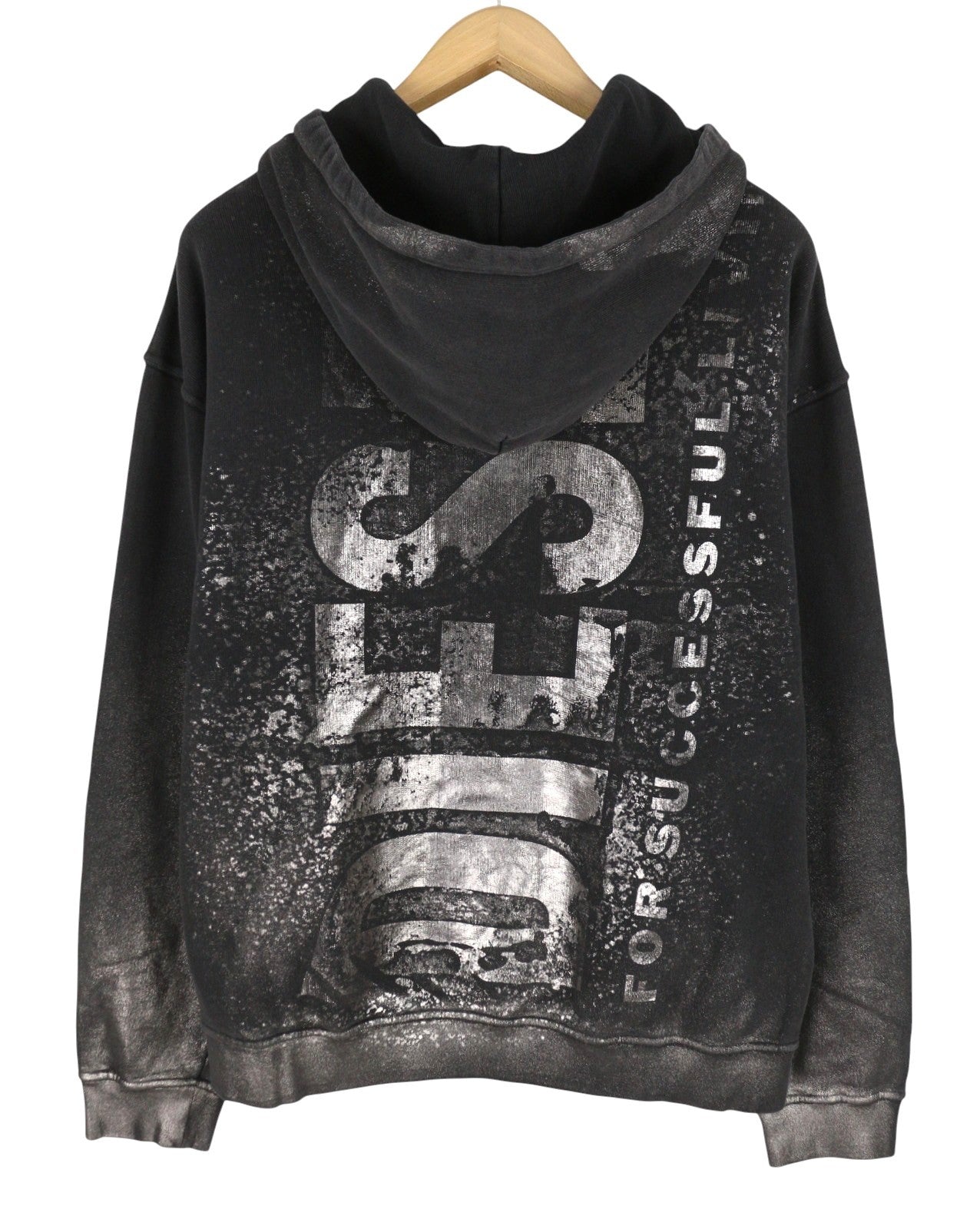 DIESEL S-Boxt-Hood-Q6 Men Hoodie M Black Metallic Shiny Relaxed Fit RRP395